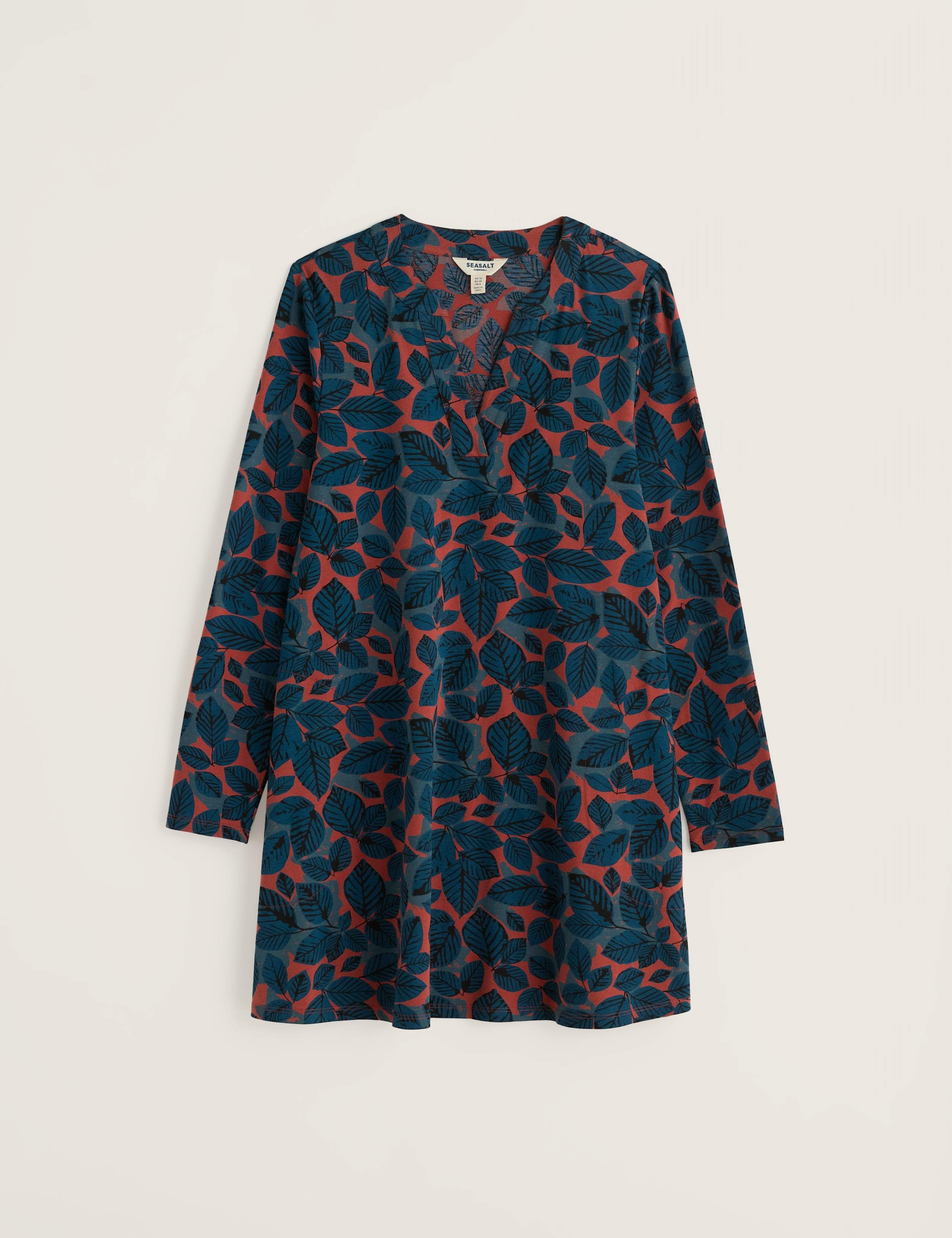 Printed Notch Neck Long Sleeve Relaxed Fit Tunic 2 of 5