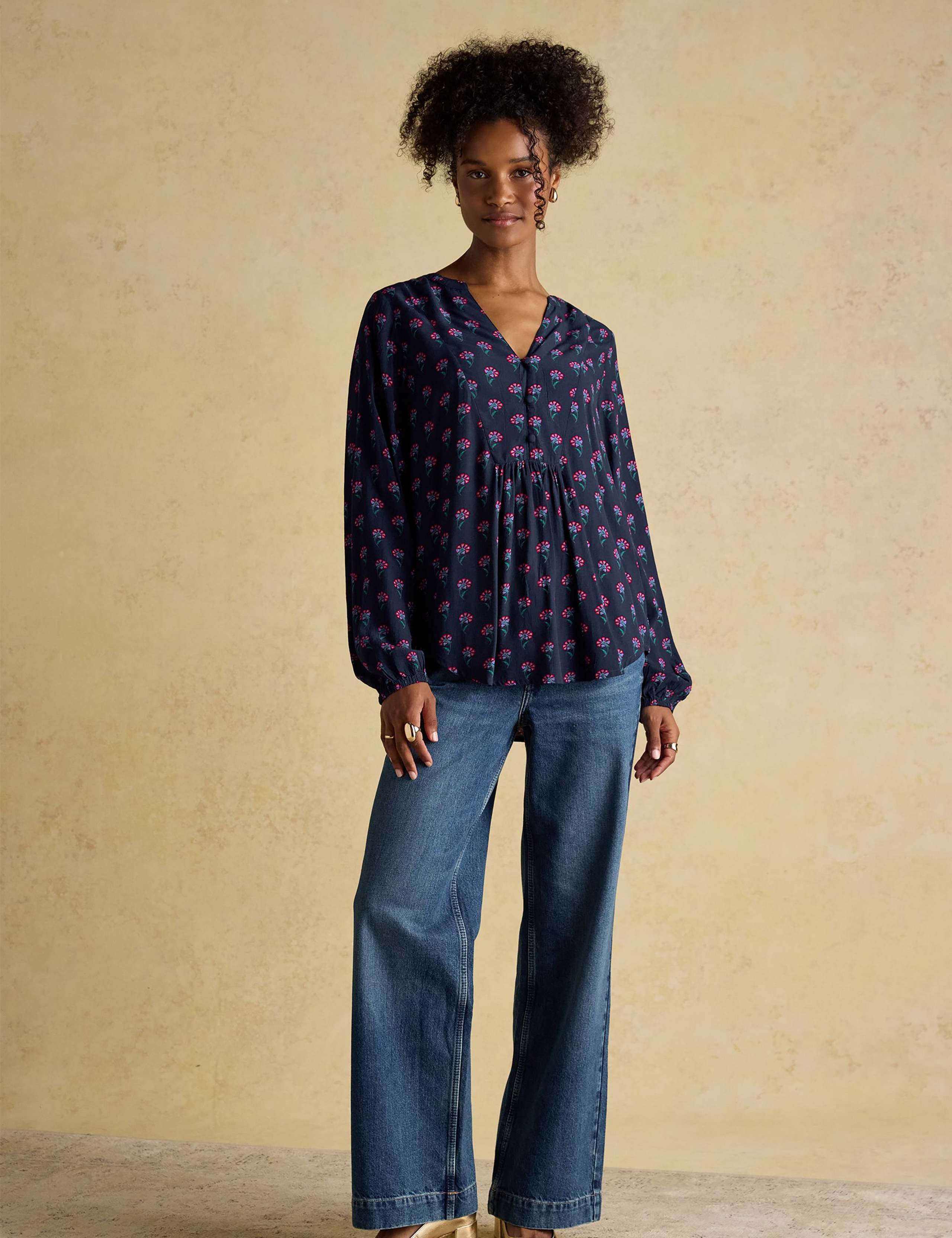 Floral V-Neck Blouse 1 of 8