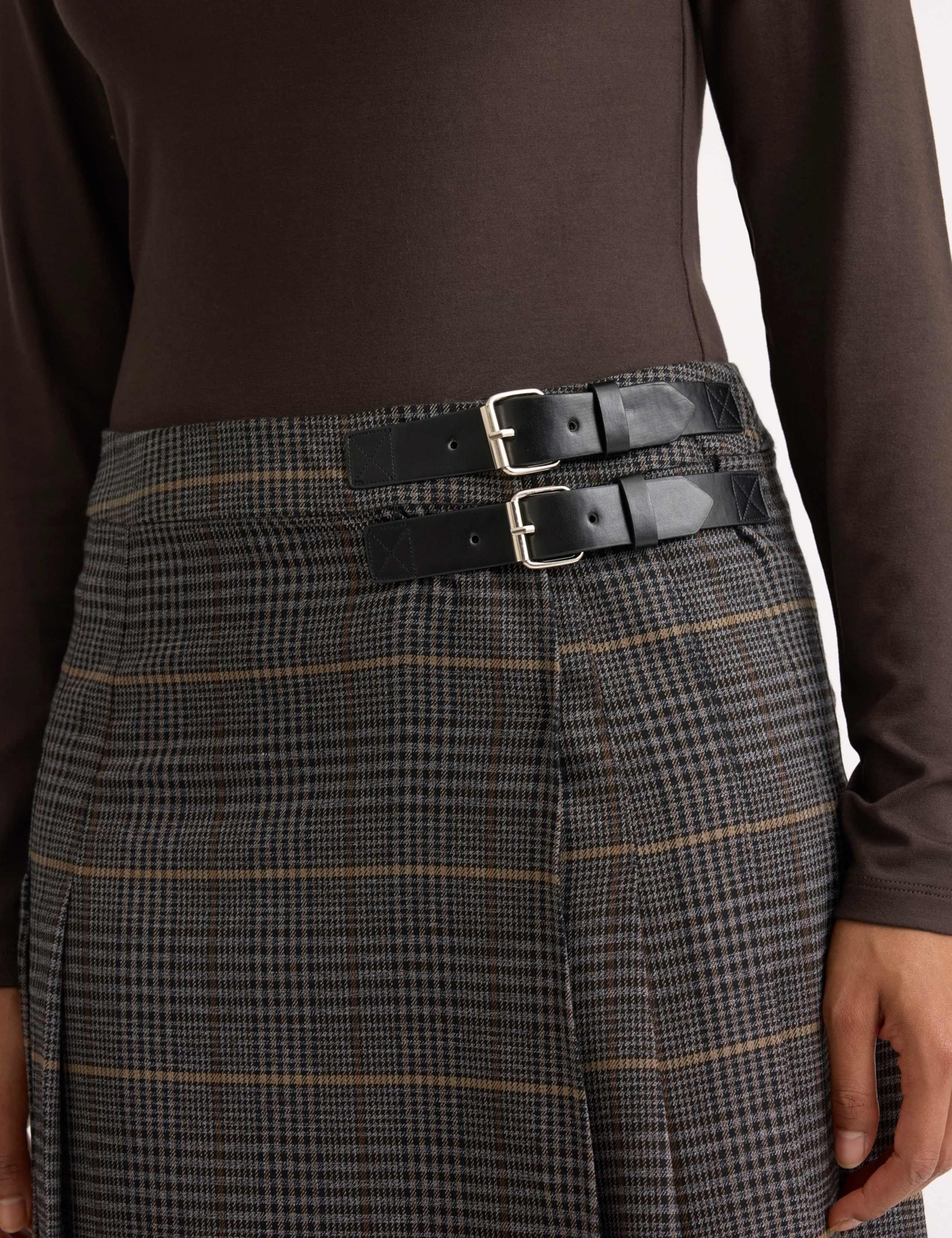 Checked Pleated Midi A-Line Skirt 4 of 4