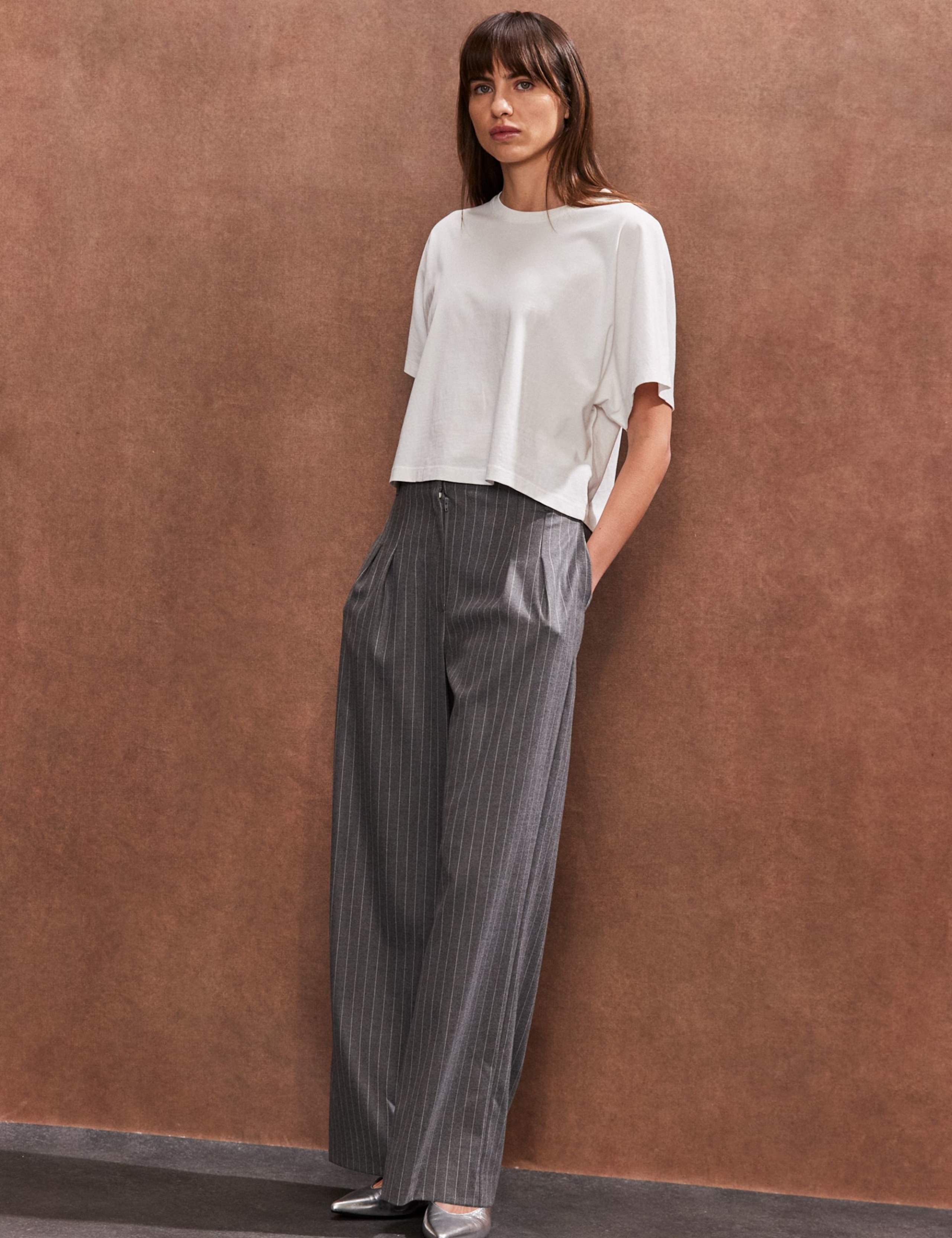 Pinstripe Wide Leg Trousers 2 of 5