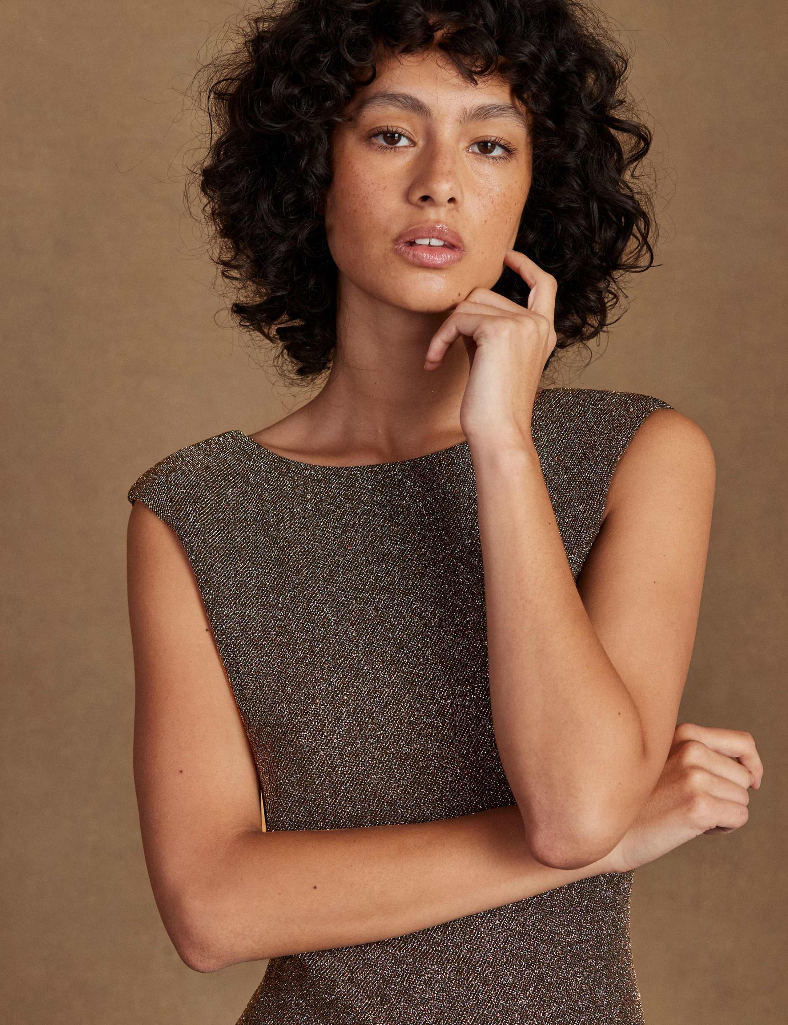 Sparkly Slash Neck Midaxi Column Dress 2 of 6