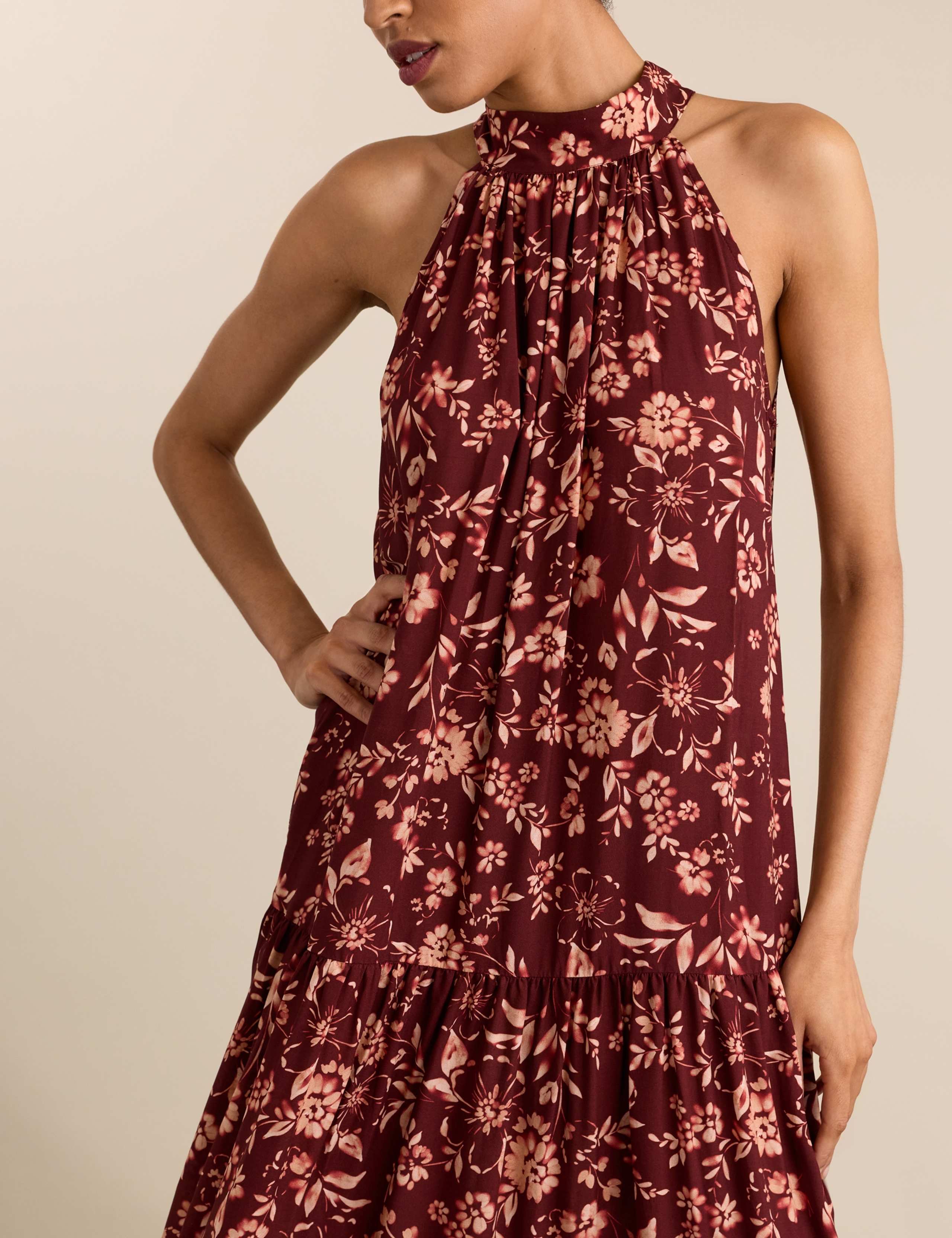 Floral High Neck Midaxi Tiered Dress 5 of 6