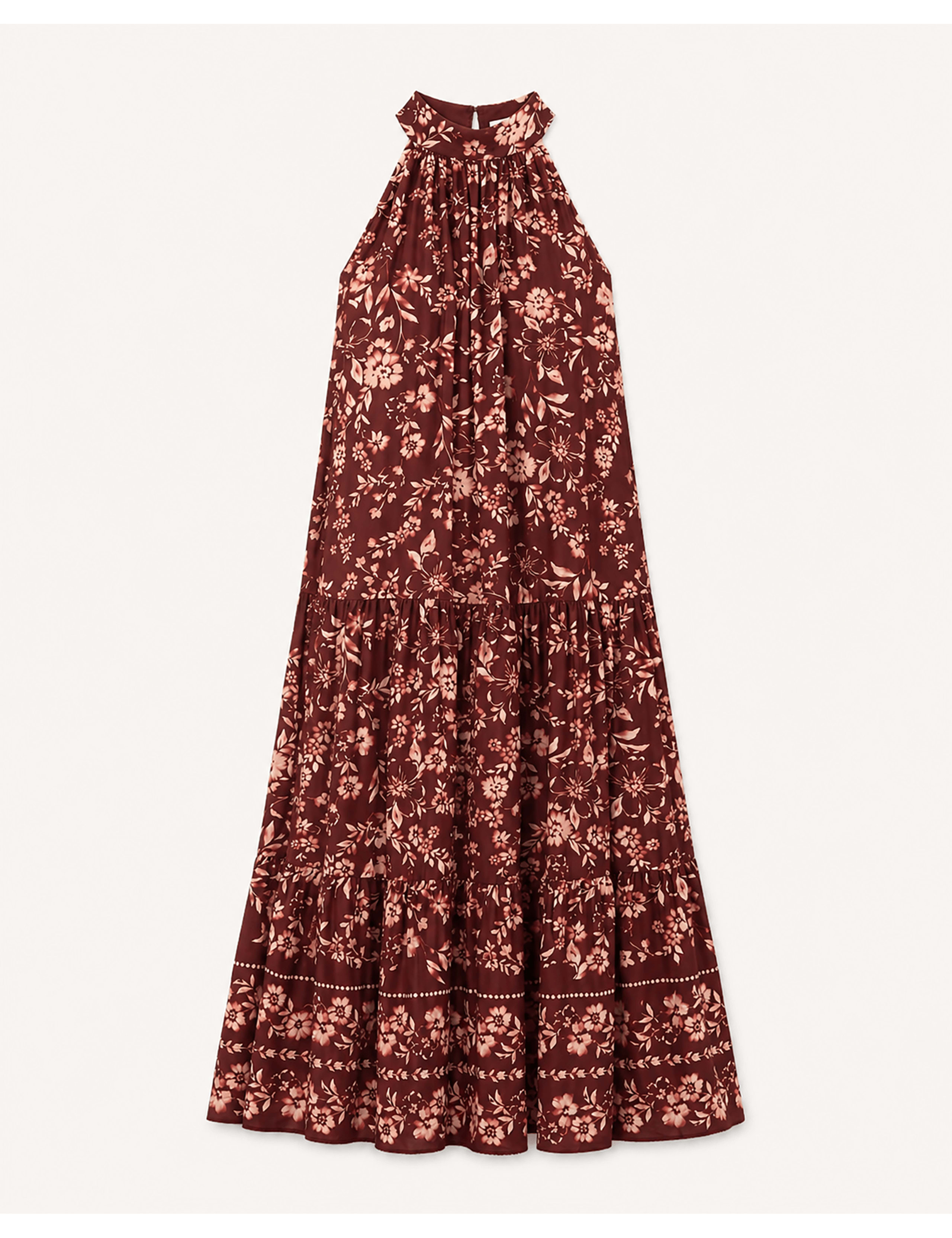Floral High Neck Midaxi Tiered Dress 2 of 6