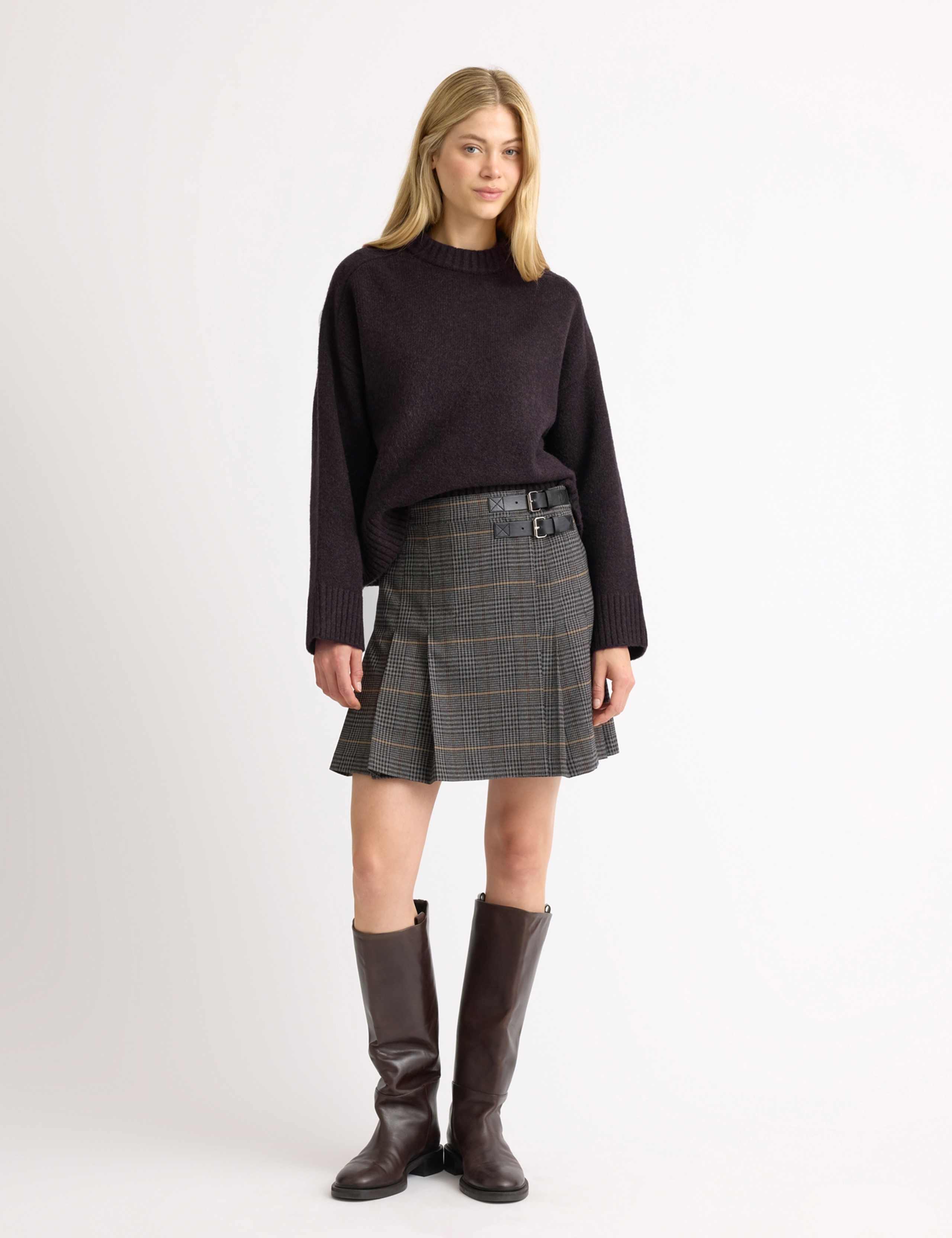 Checked Pleated Mini Skirt 1 of 4