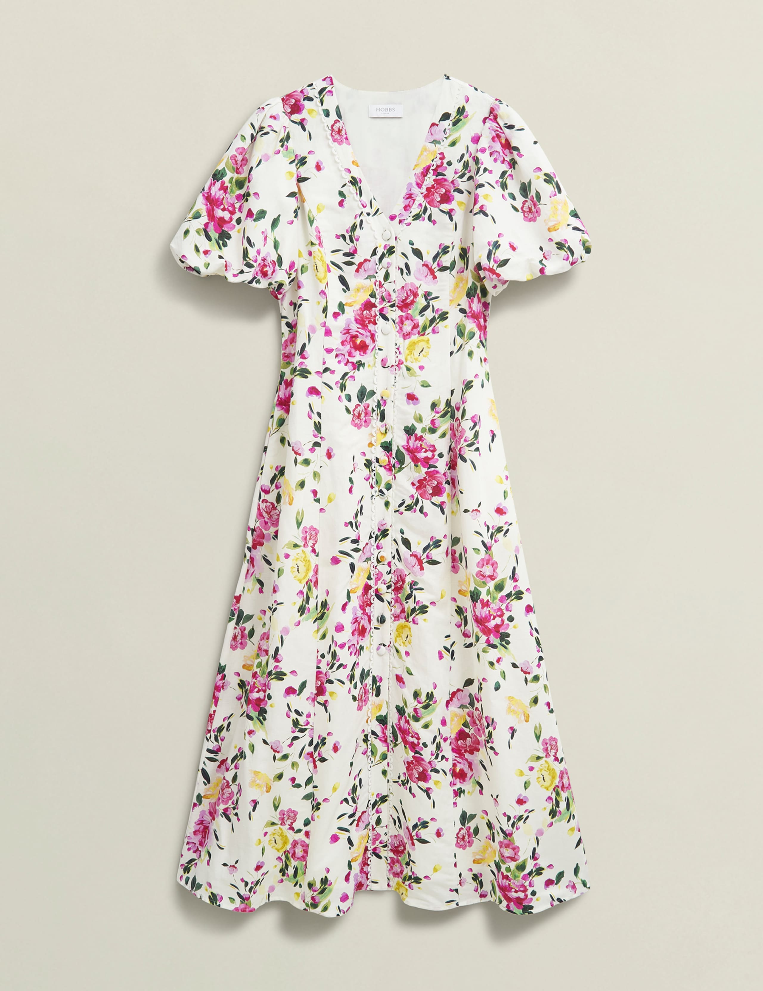 Linen Rich Floral Midaxi Smock Dress 2 of 4