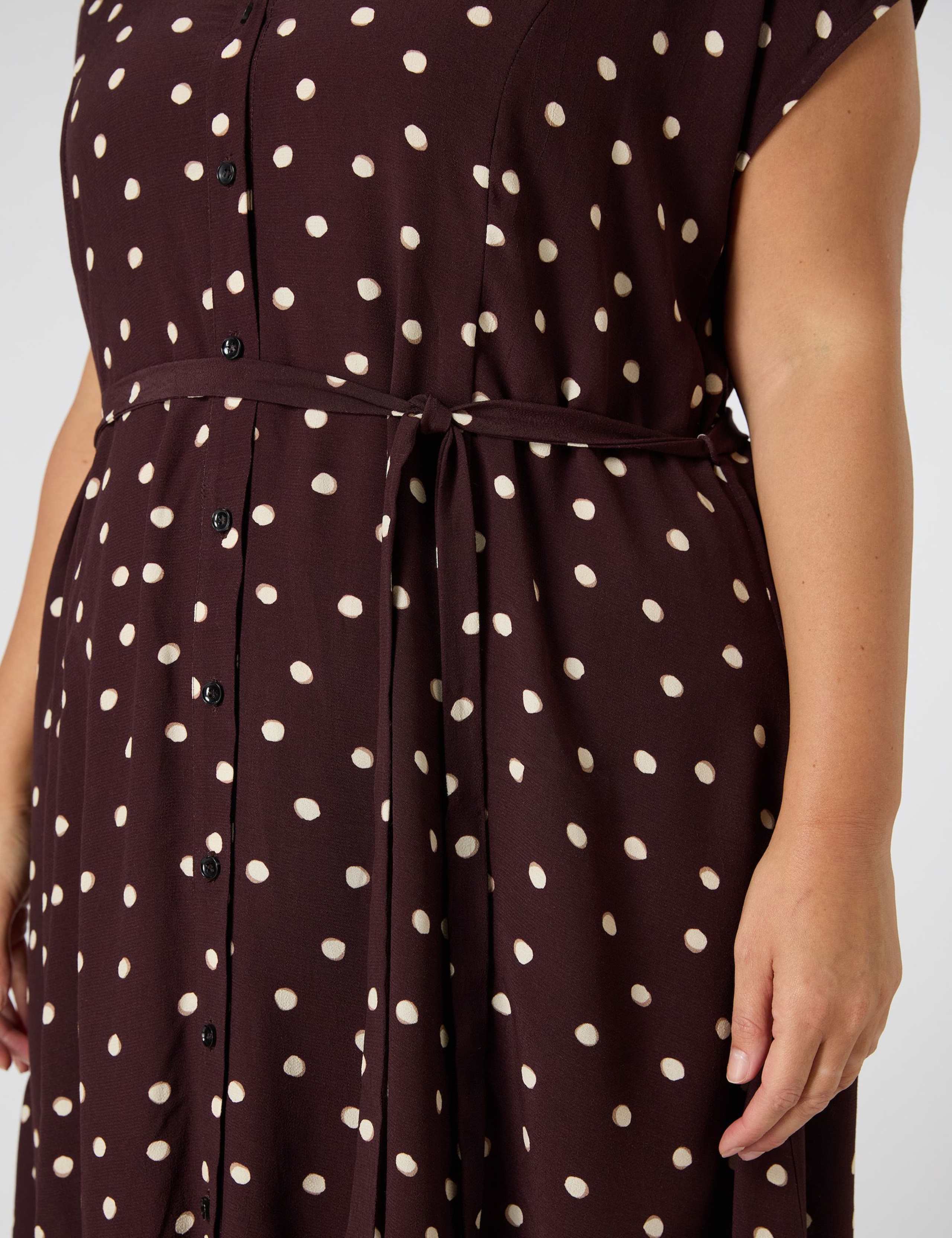 Chocolate Polka Dot Midaxi Shirt Dress 3 of 5