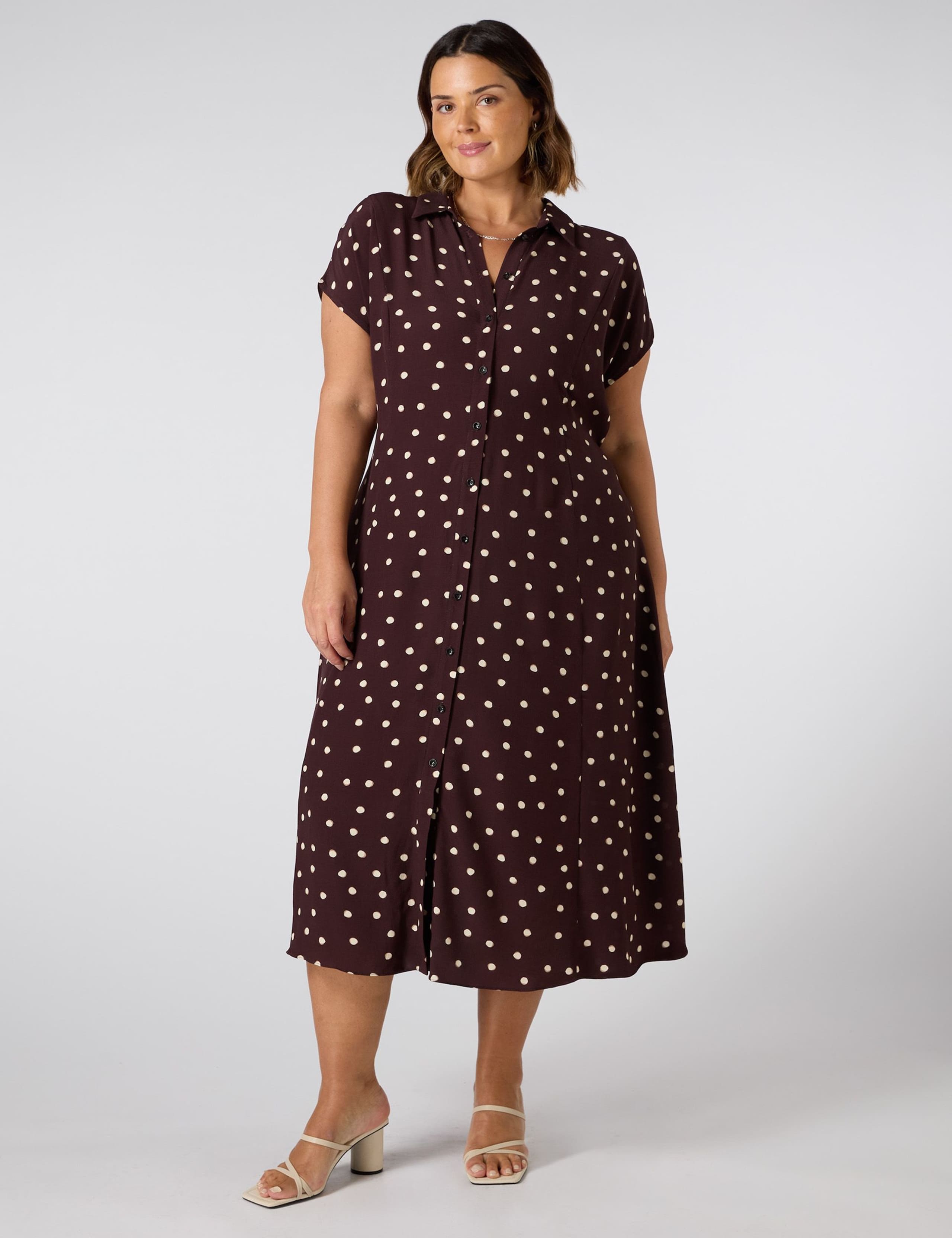 Chocolate Polka Dot Midaxi Shirt Dress 5 of 5