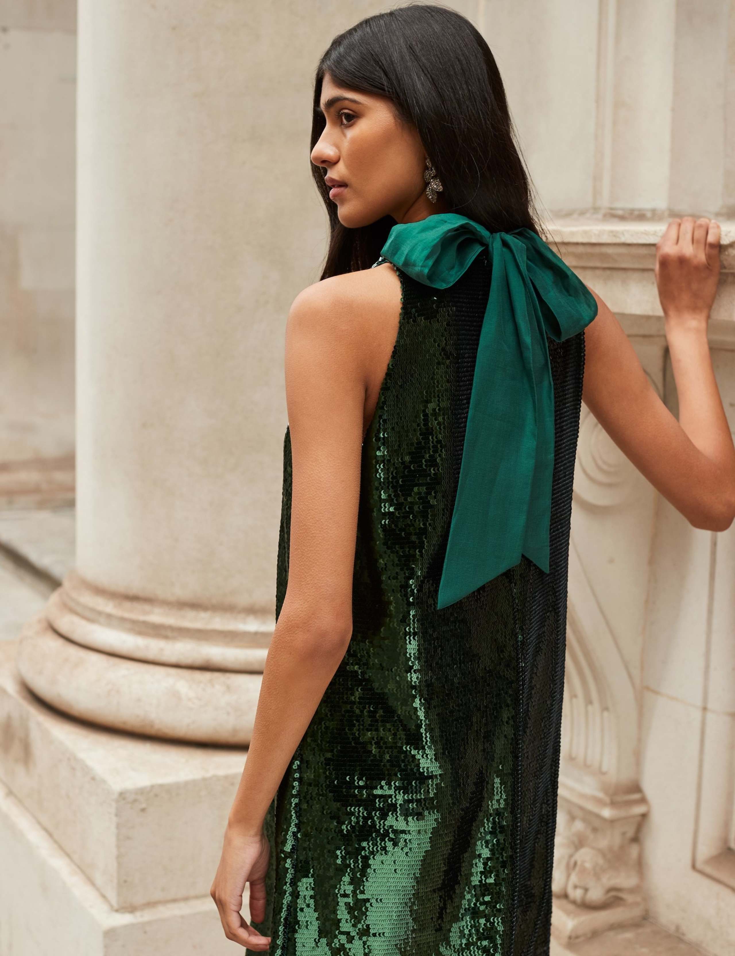 Sequin Halter Neck Mini Swing Dress 2 of 4