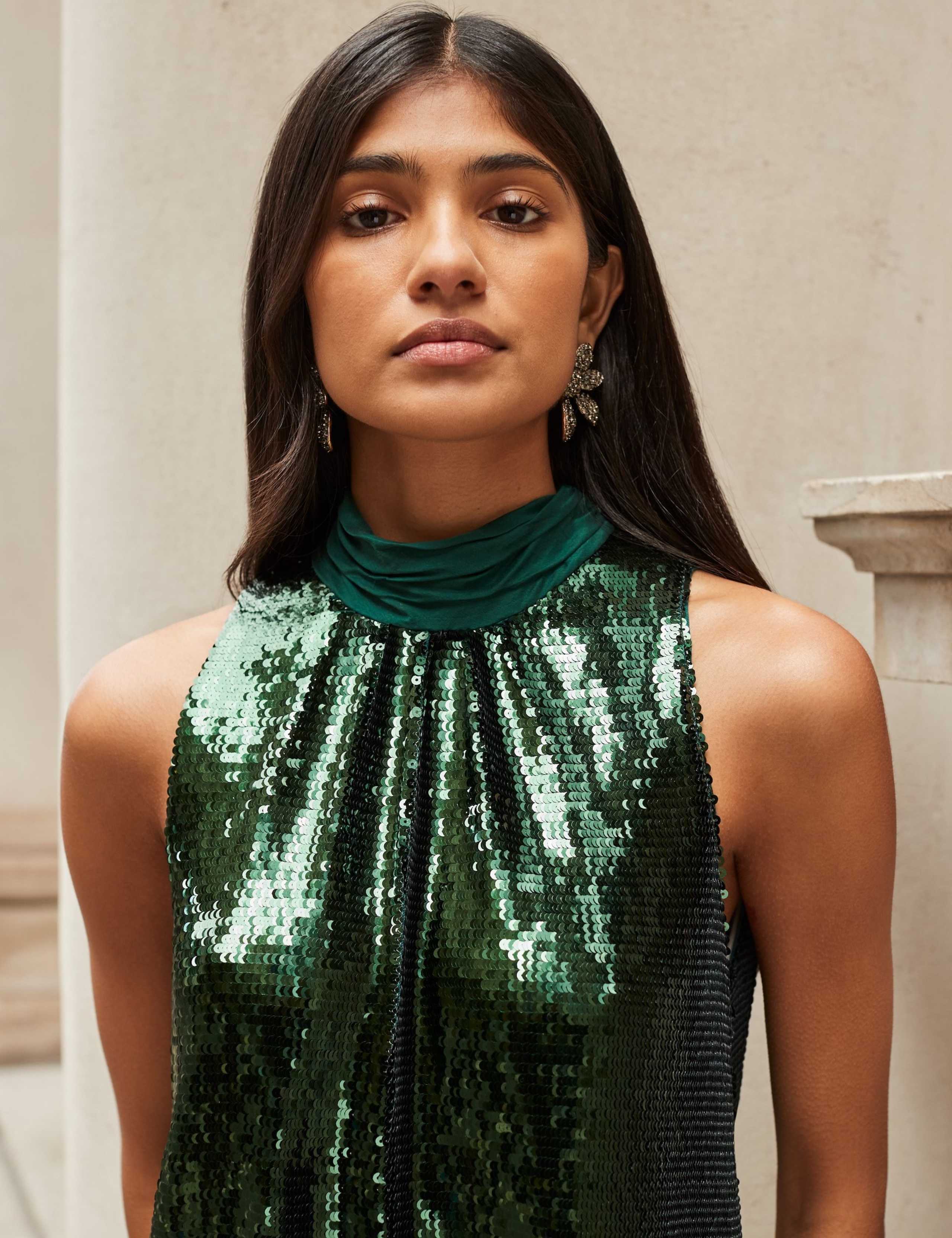 Sequin Halter Neck Mini Swing Dress 4 of 4
