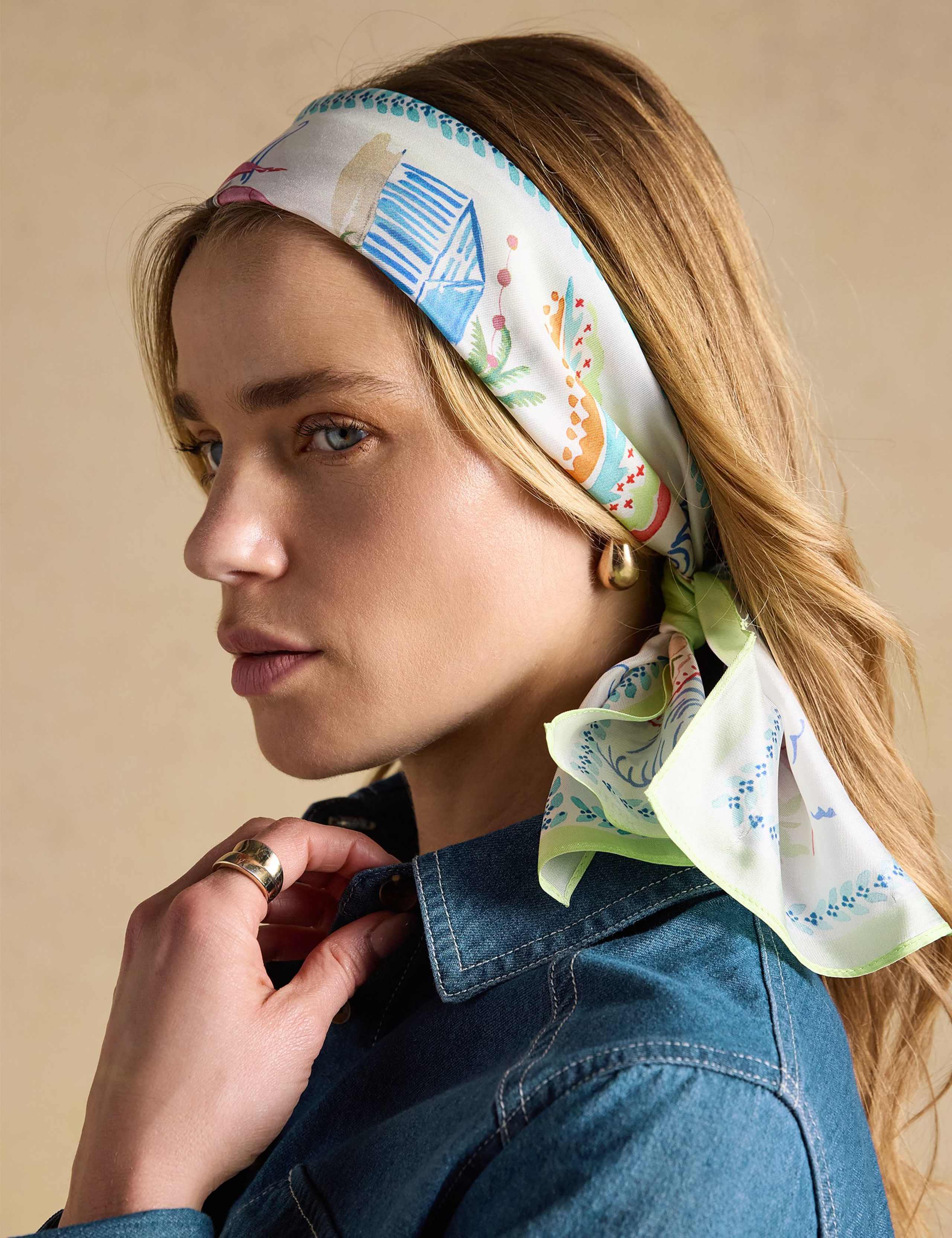 Pure Silk Woven Printed Skinny Scarf 3 of 7