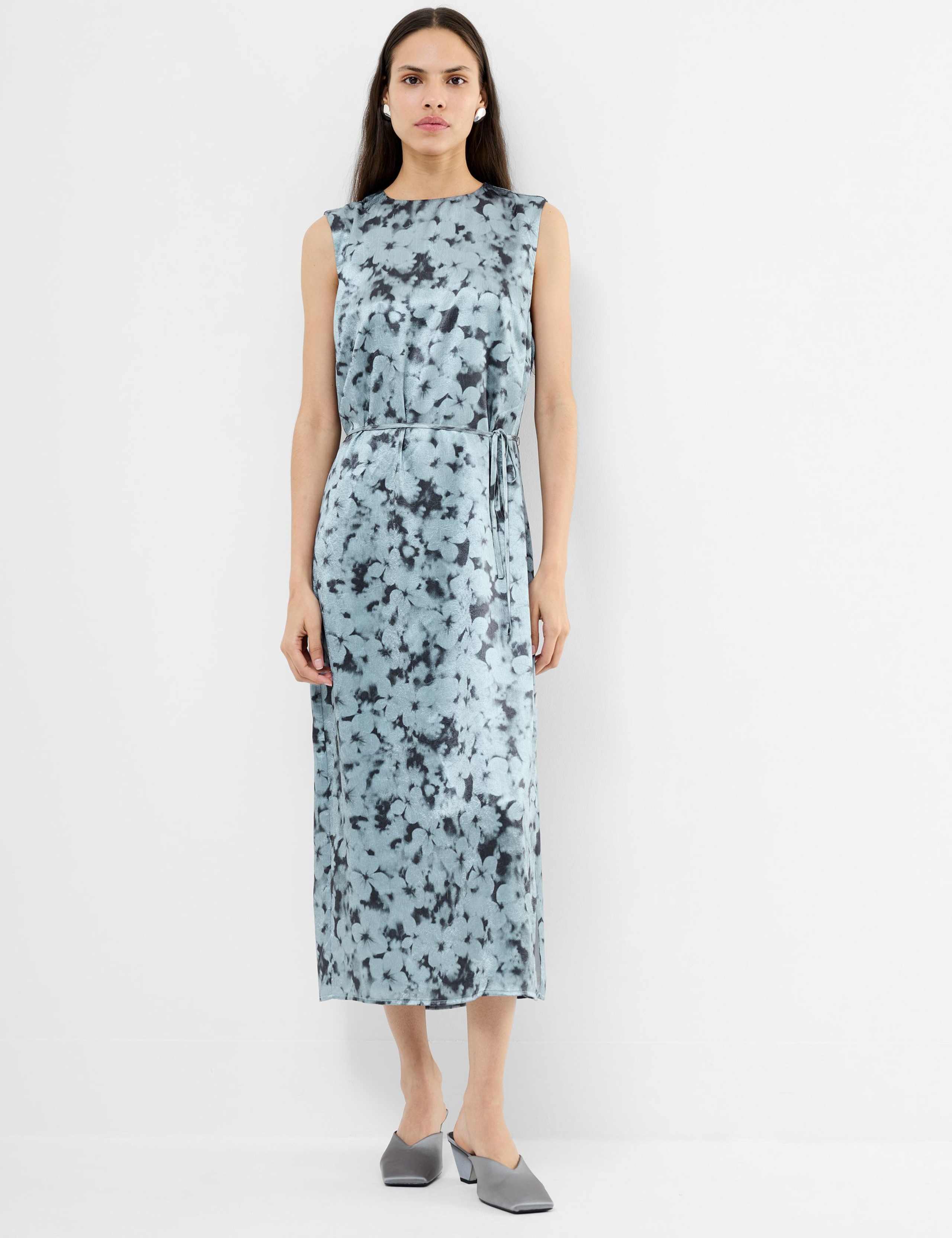 Floral Tie Waist Midi Column Dress 1 of 3