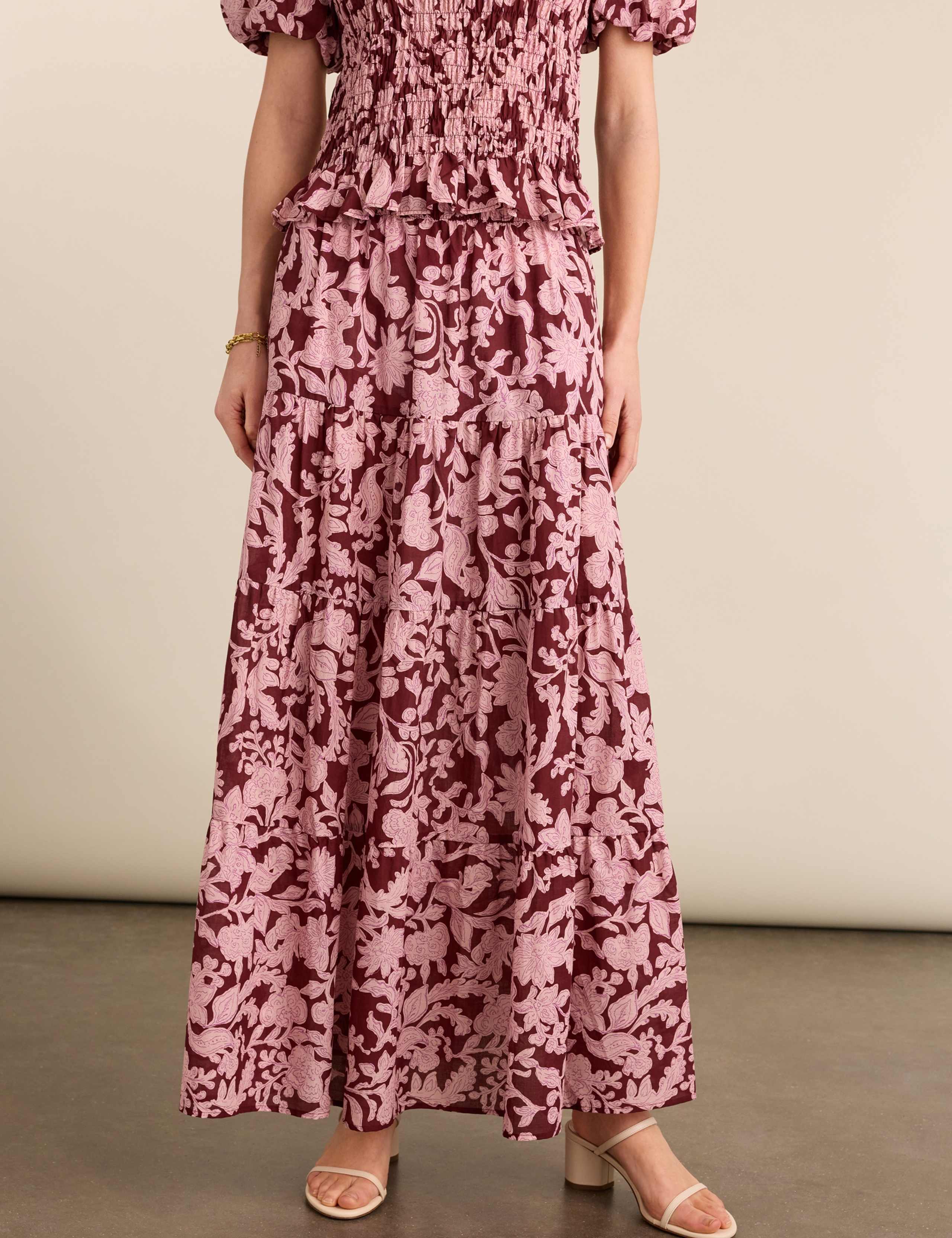 Pure Cotton Floral Maxi Tiered Skirt 5 of 5