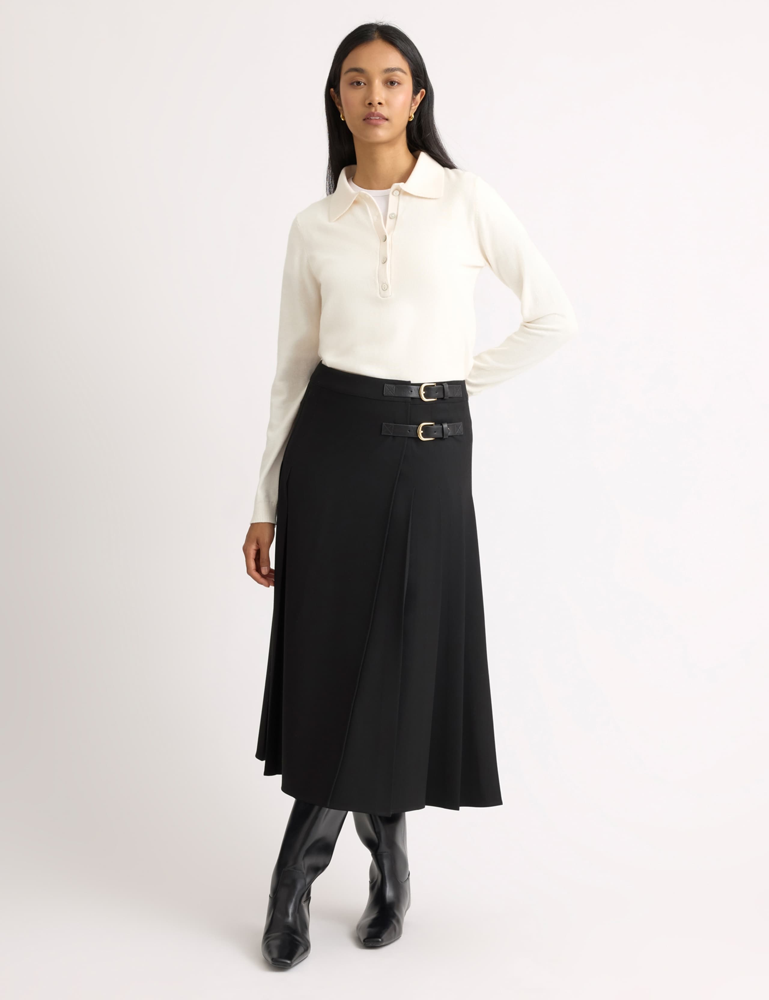 Pleated Midi A-Line Skirt 4 of 5