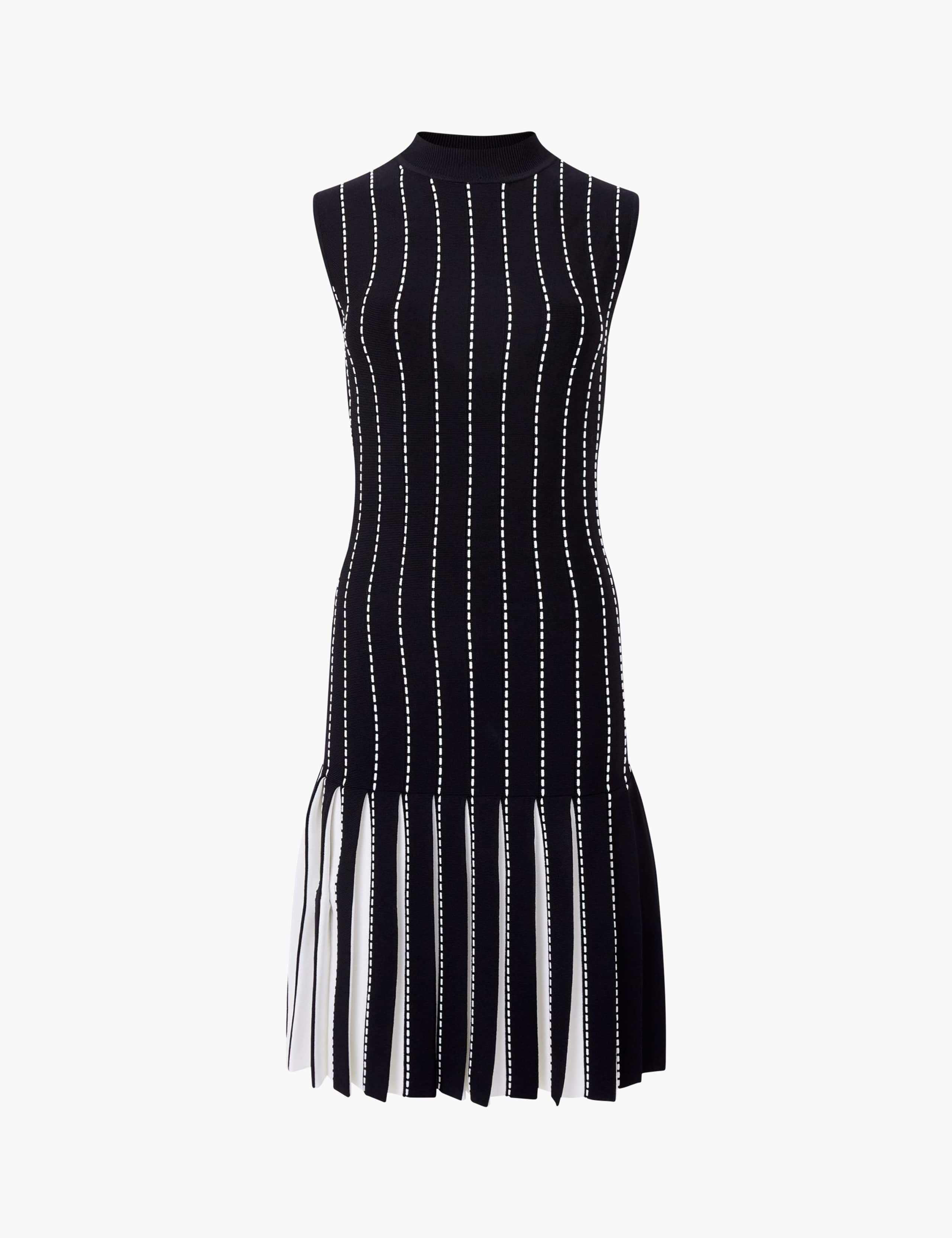 Pleated Round Neck Knee Length Tea Dress 2 of 3