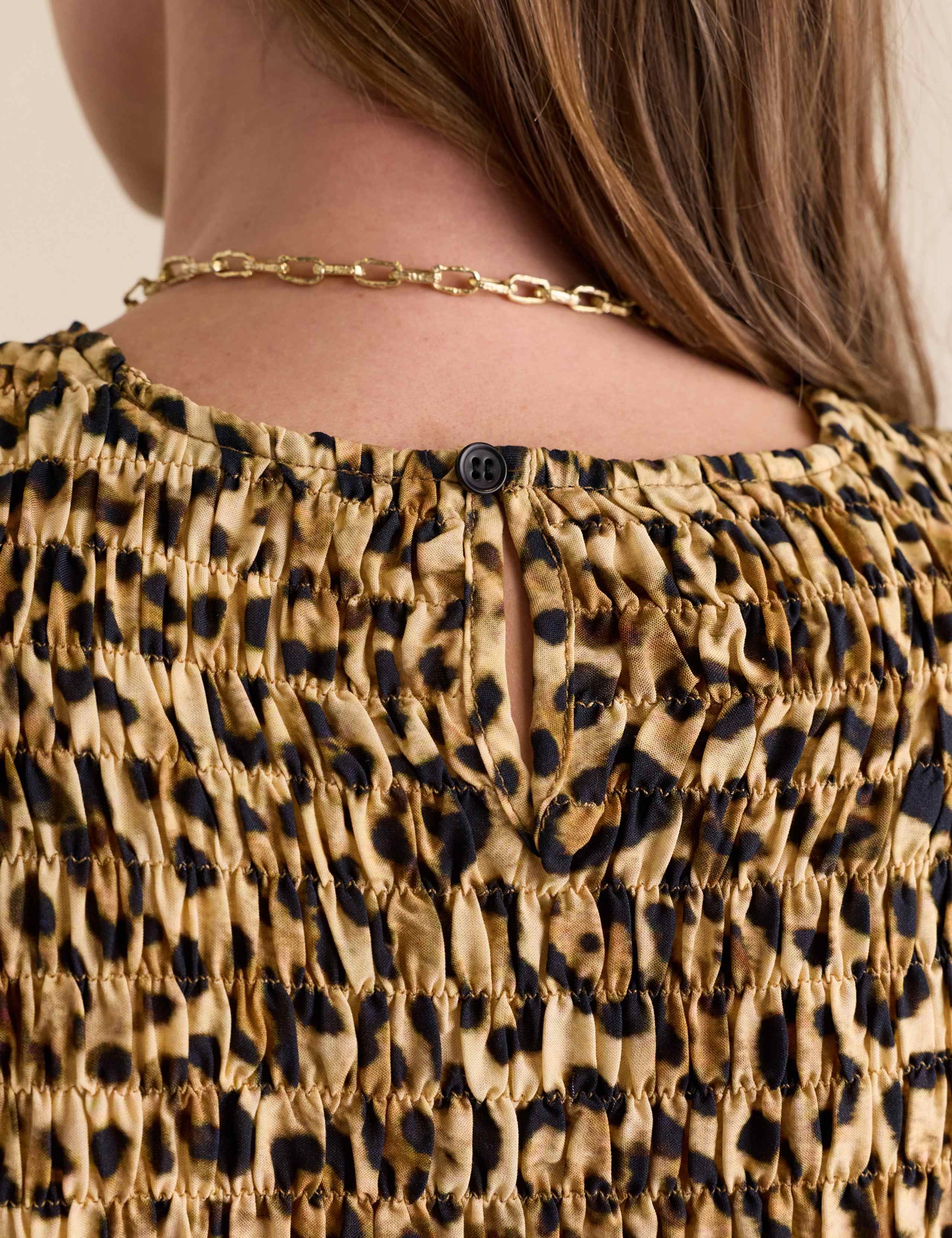Animal Print Crew Neck Shirred Vest Top 4 of 4