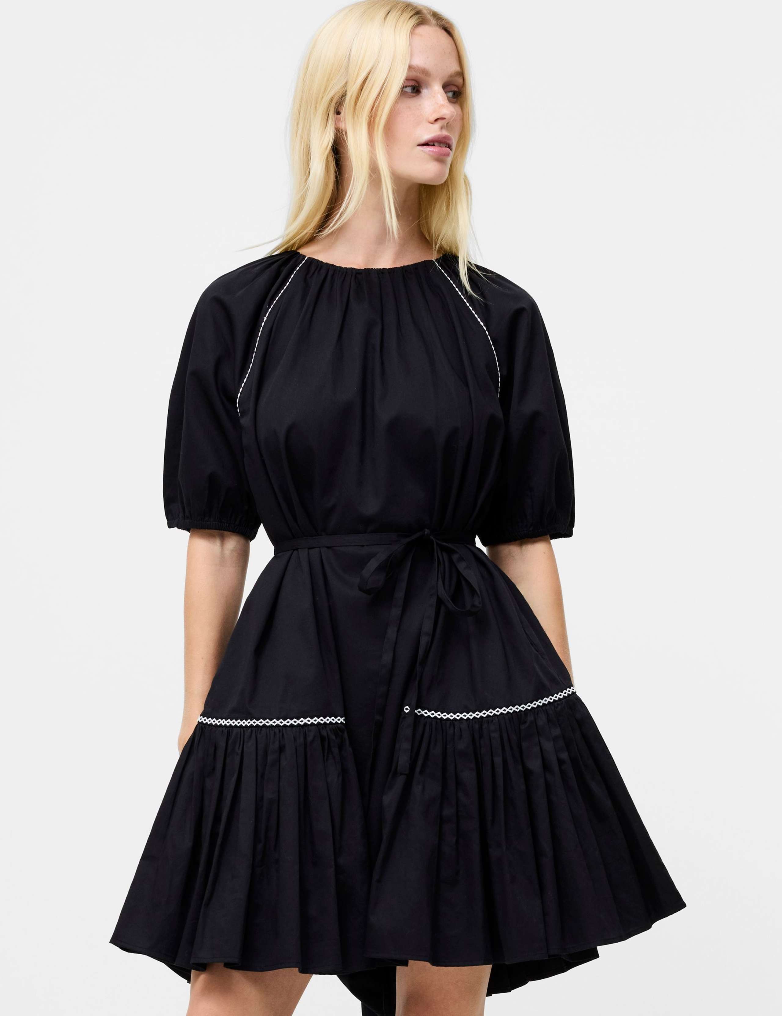 Pure Cotton Embroidered Mini Waisted Dress 3 of 3