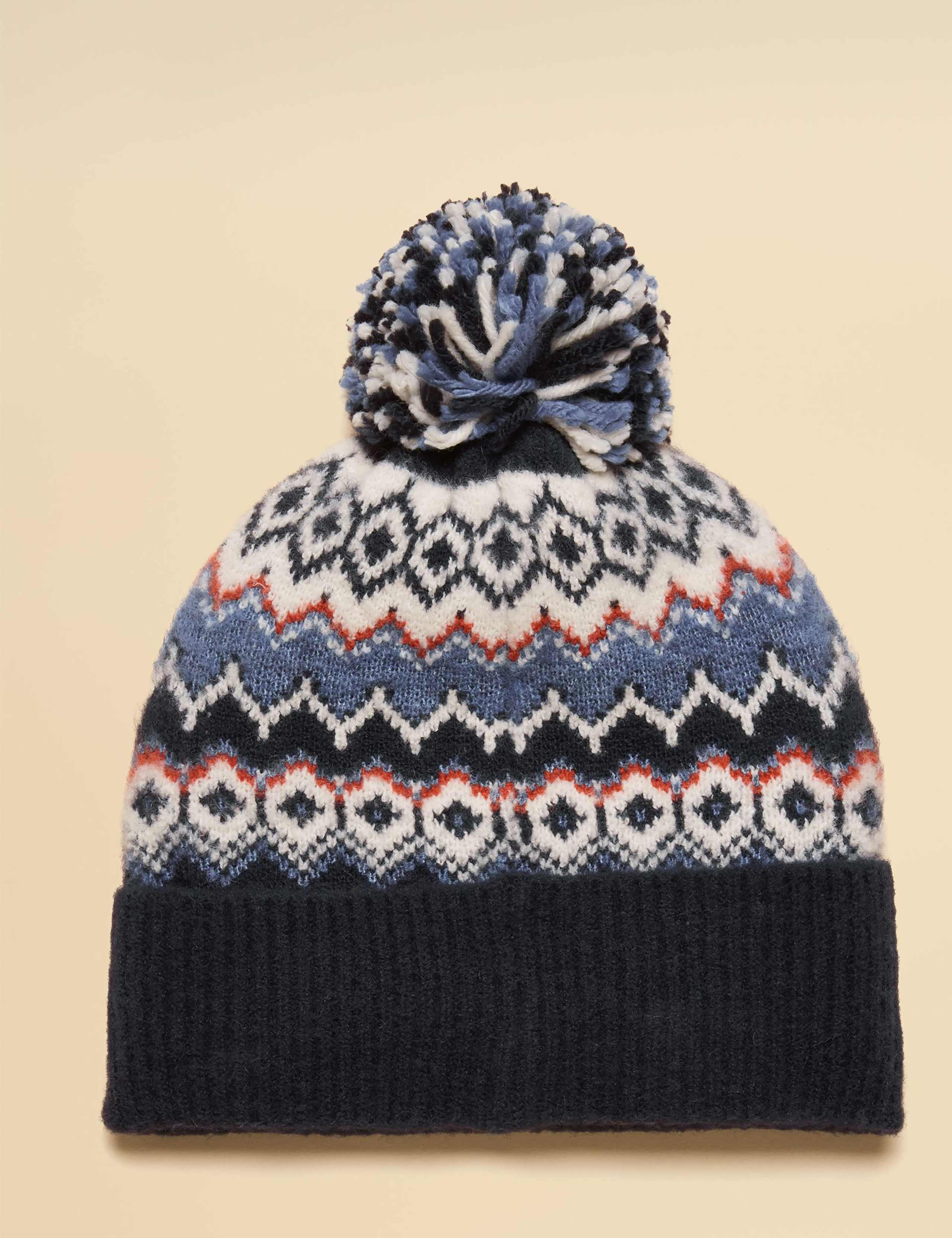 Knitted Fair Isle Pom Beanie Hat 2 of 4