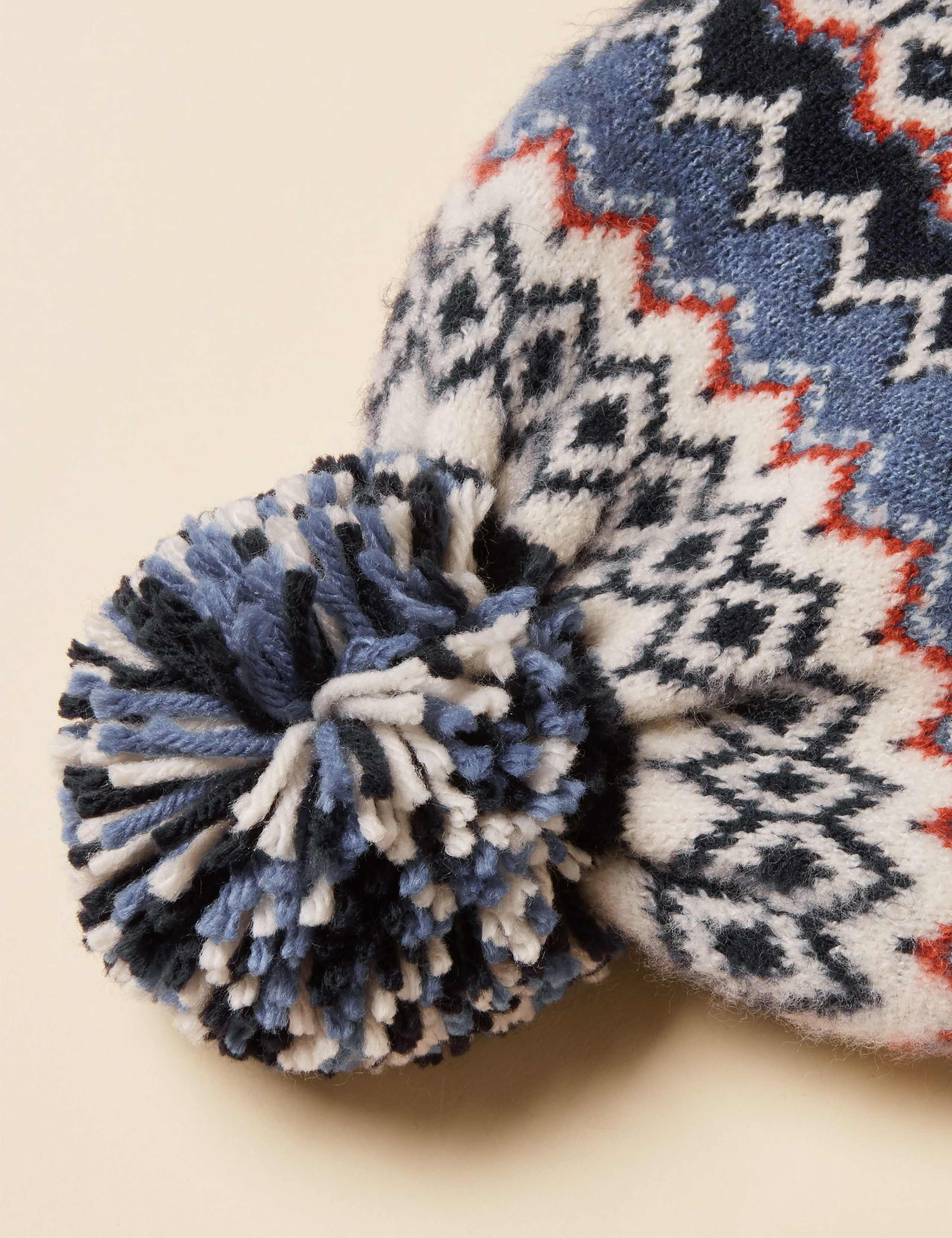 Knitted Fair Isle Pom Beanie Hat 4 of 4