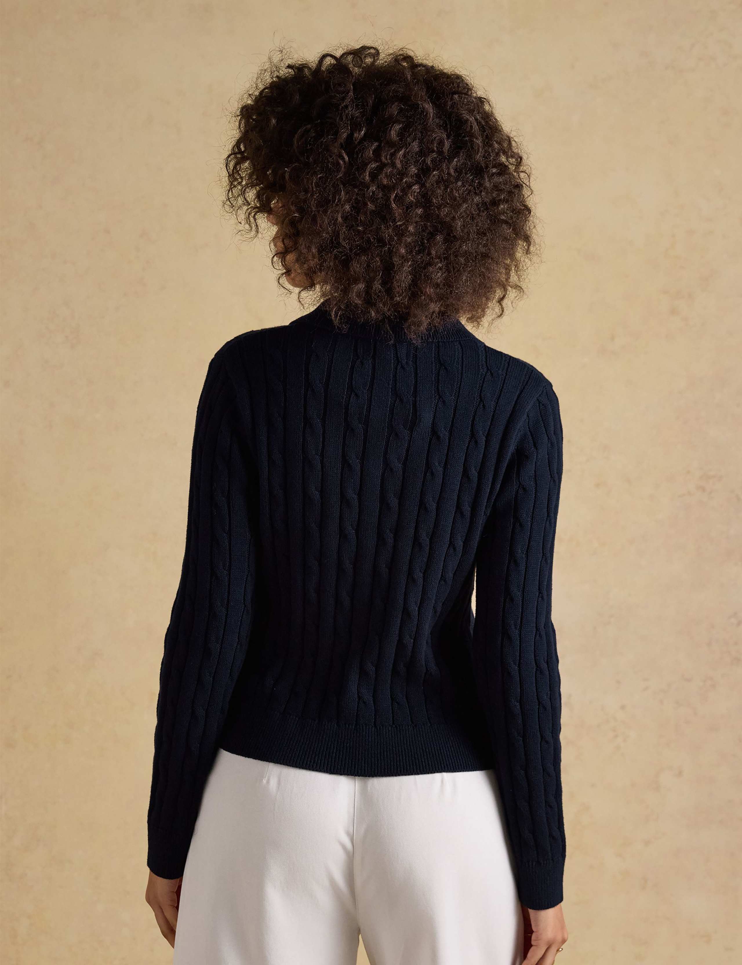 Pure Cotton Cable Knit Collared Cardigan 3 of 7