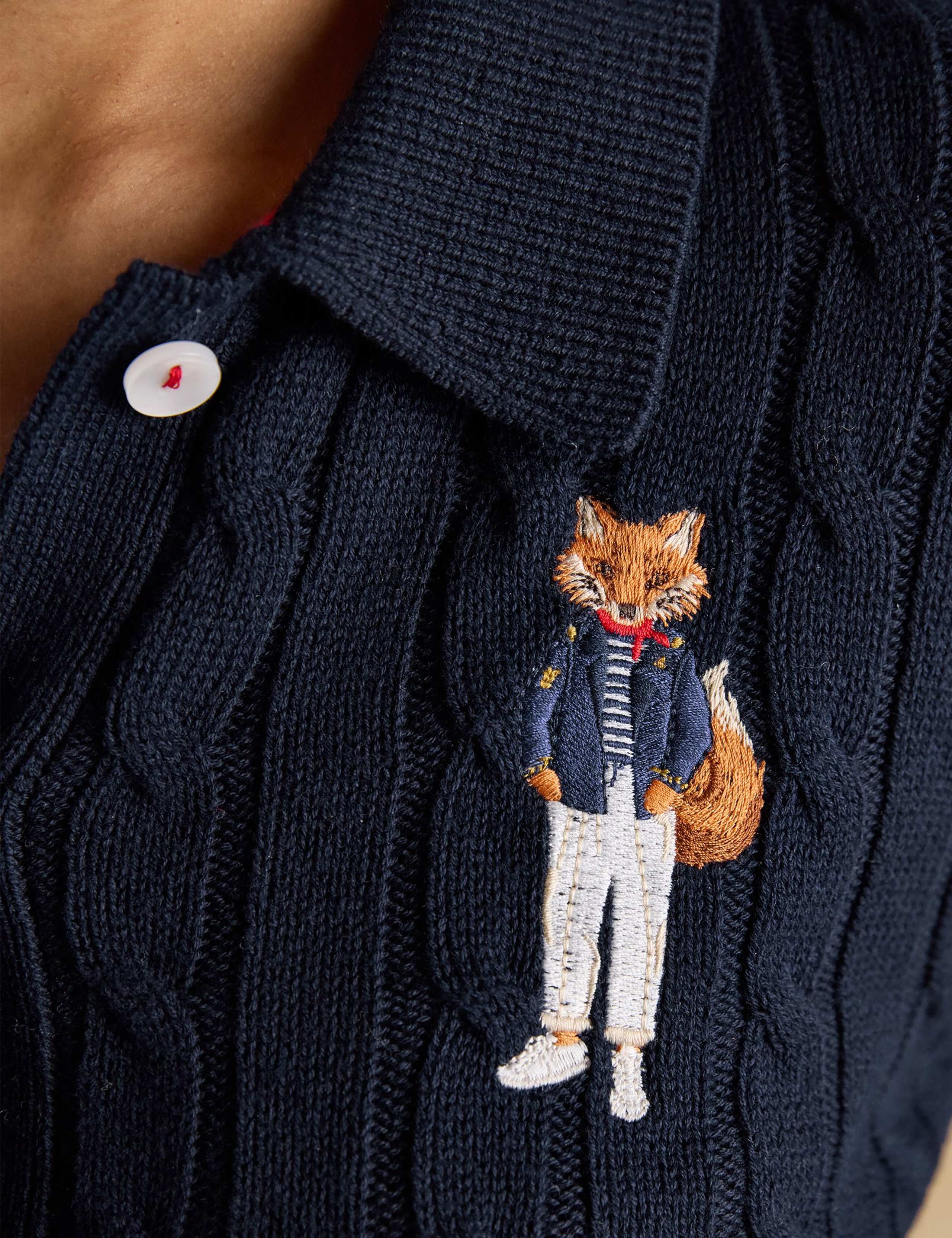 Pure Cotton Cable Knit Collared Cardigan 5 of 7