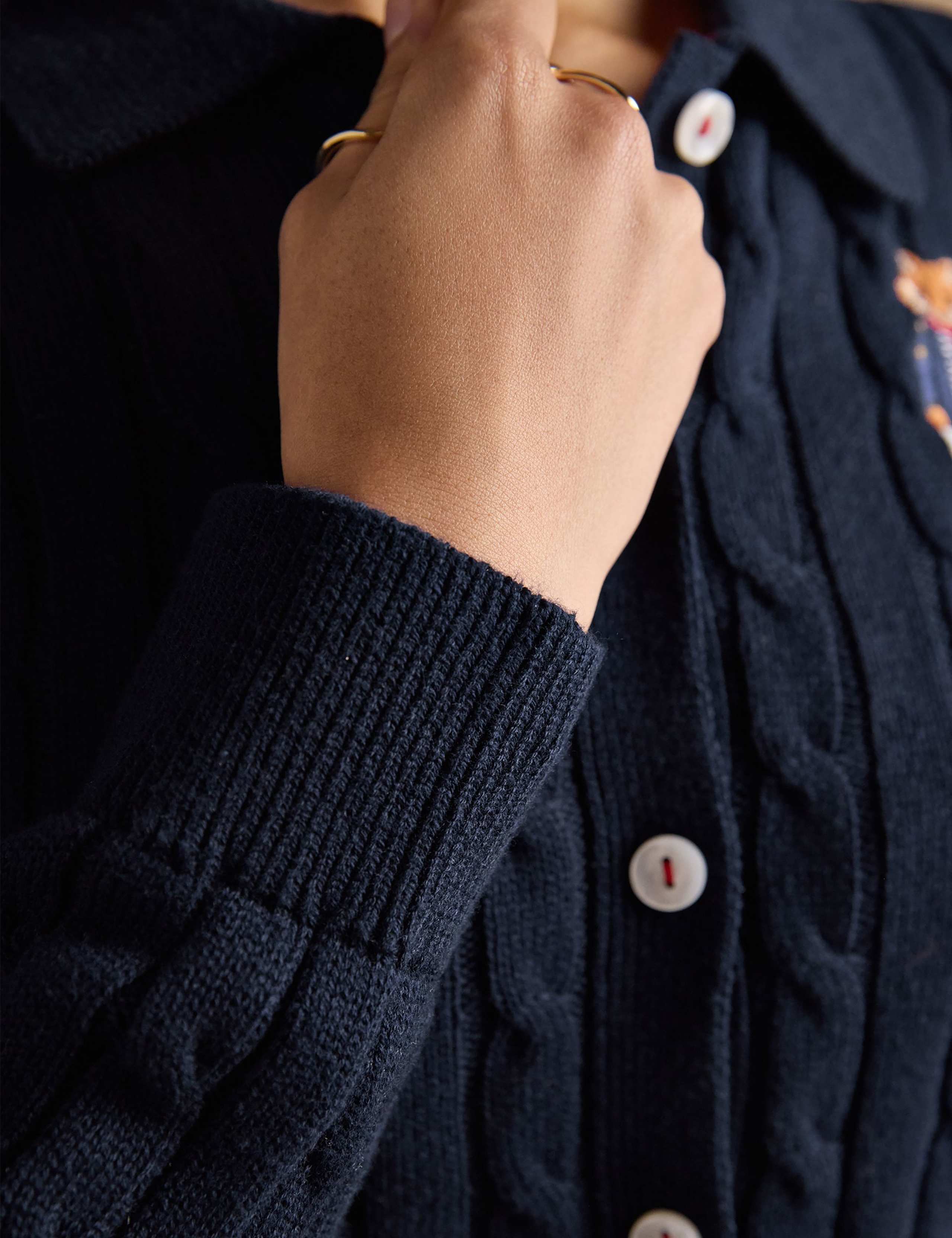 Pure Cotton Cable Knit Collared Cardigan 6 of 7