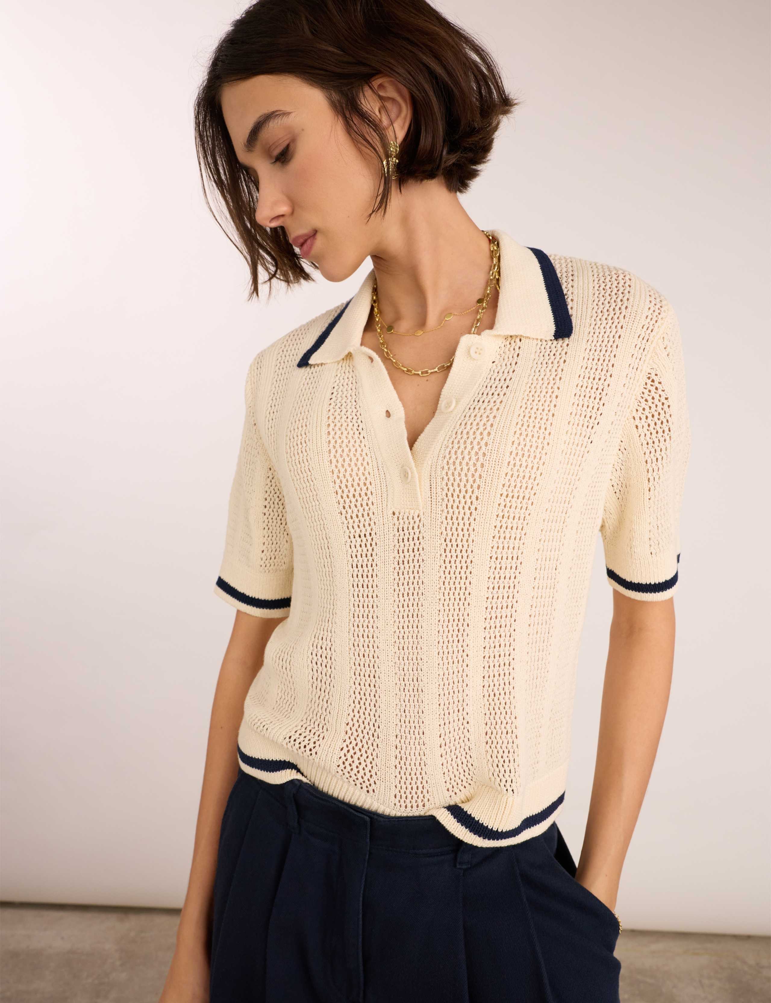 Pure Cotton Collared Knitted Top 4 of 5