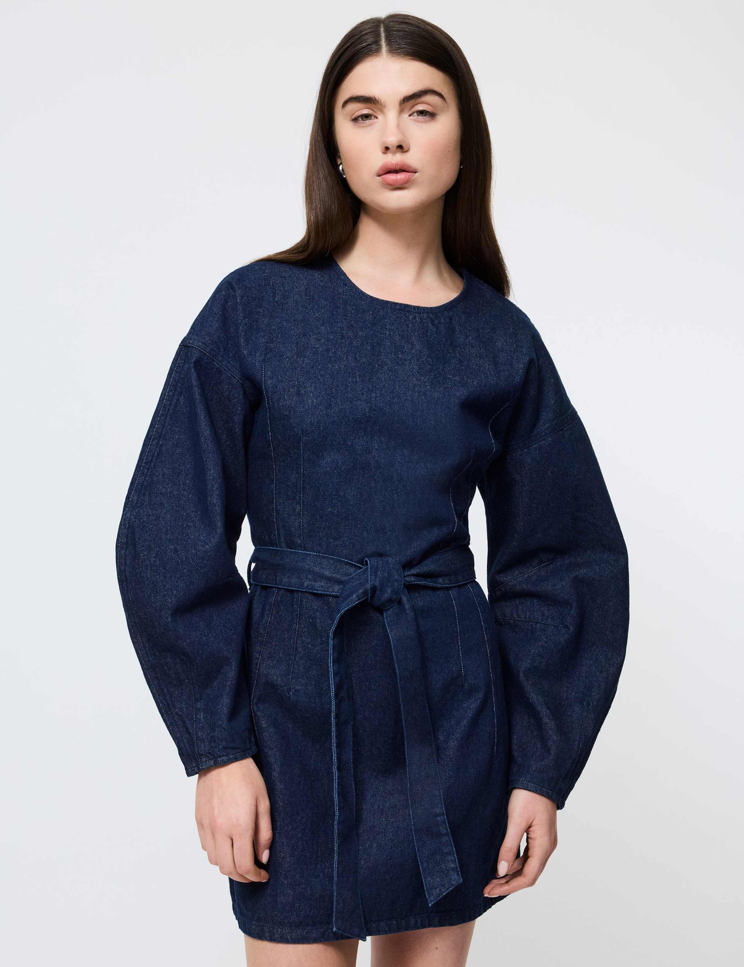 Denim Belted Mini Tea Dress 3 of 3