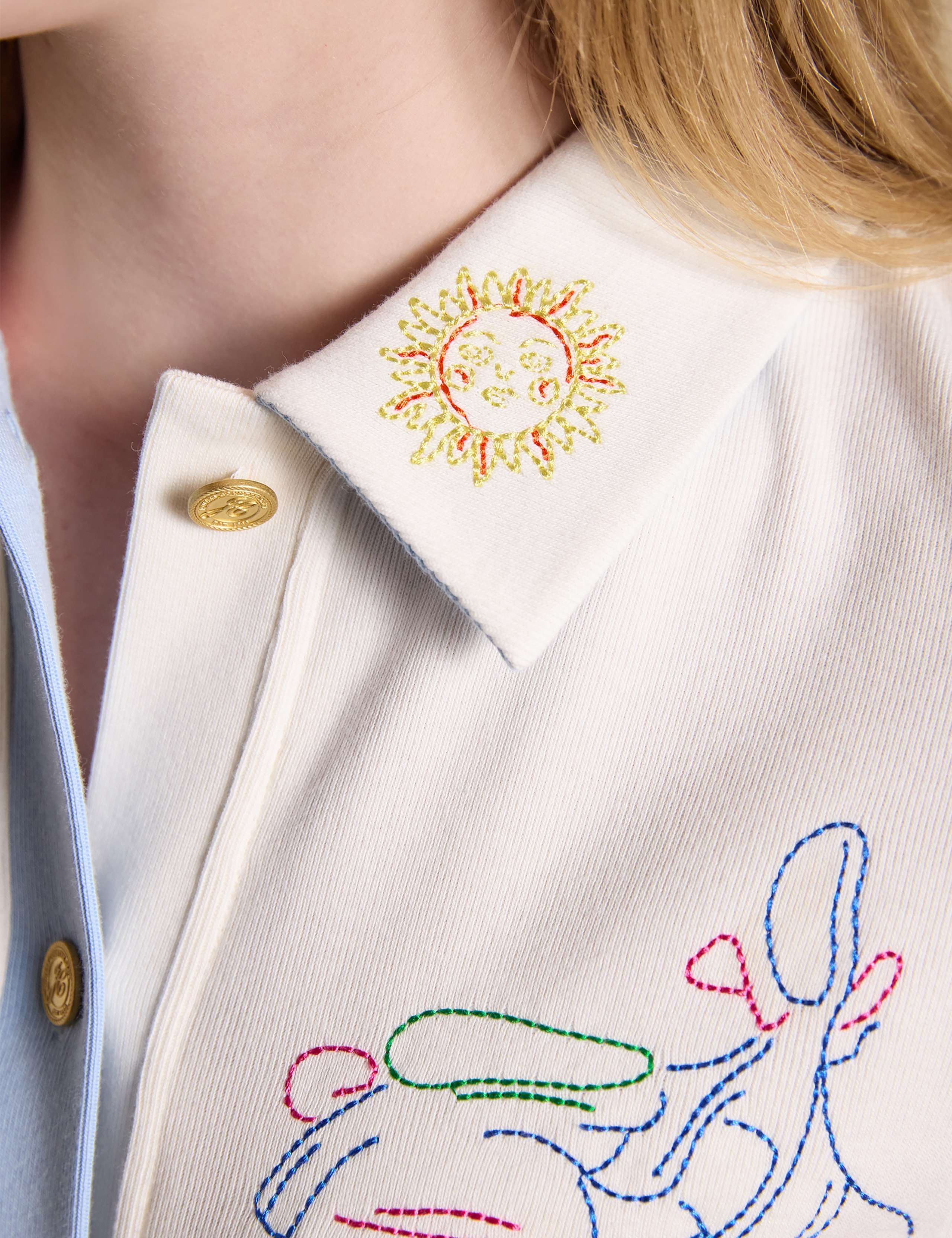 Pure Cotton Embroidered Collared Cardigan 9 of 11