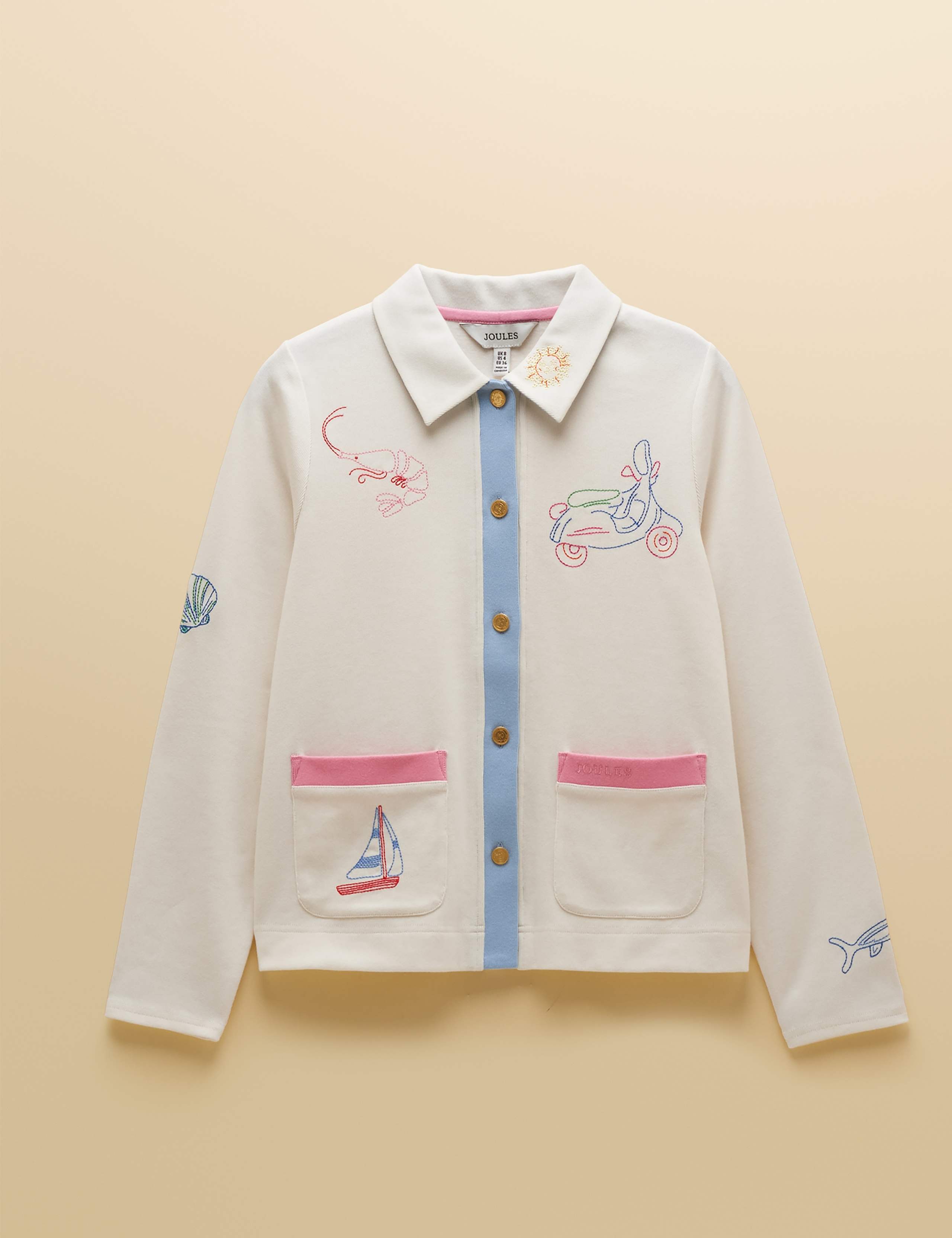 Pure Cotton Embroidered Collared Cardigan 2 of 11