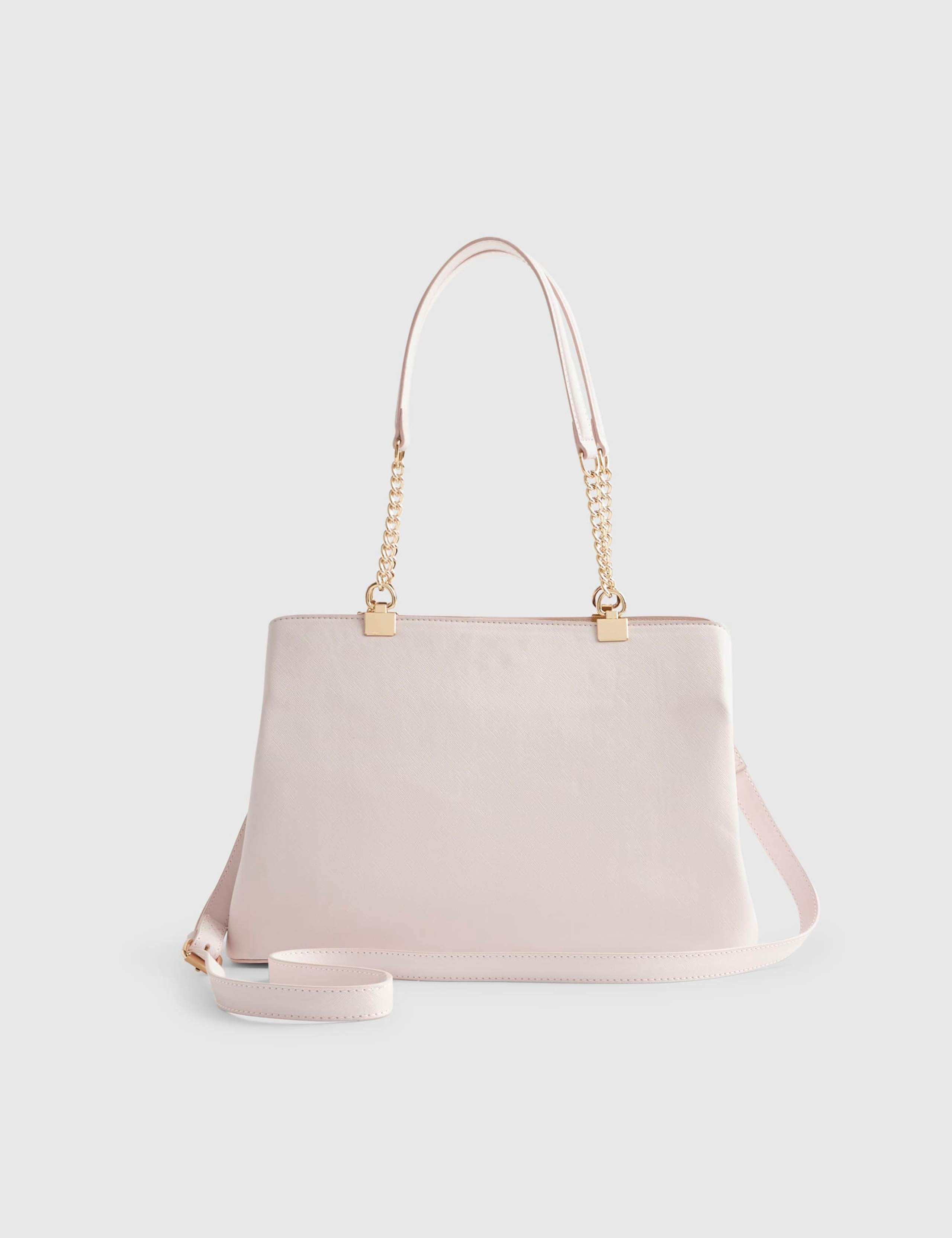 Faux Leather Floral Chain Handle Tote Bag 3 of 5