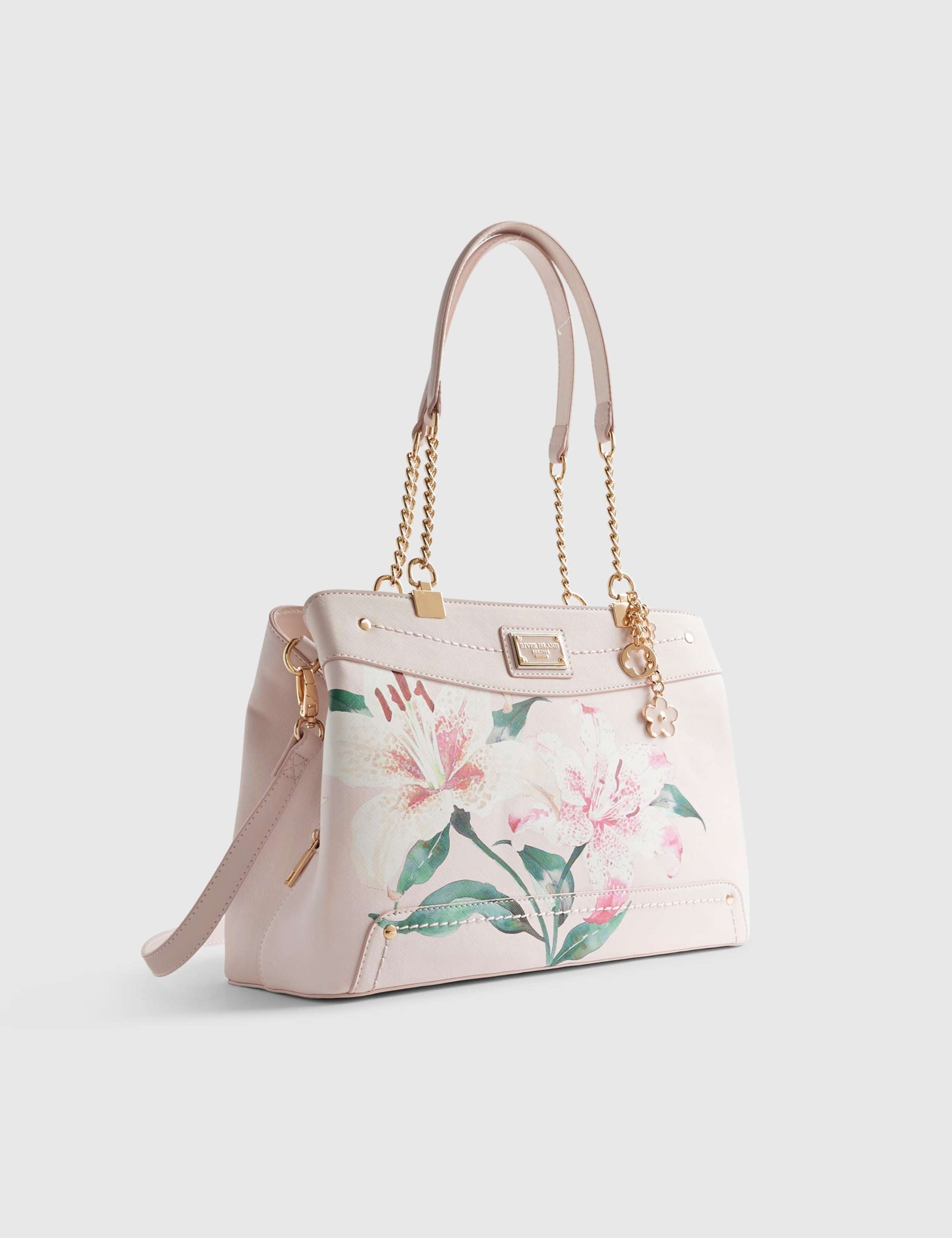 Faux Leather Floral Chain Handle Tote Bag 4 of 5