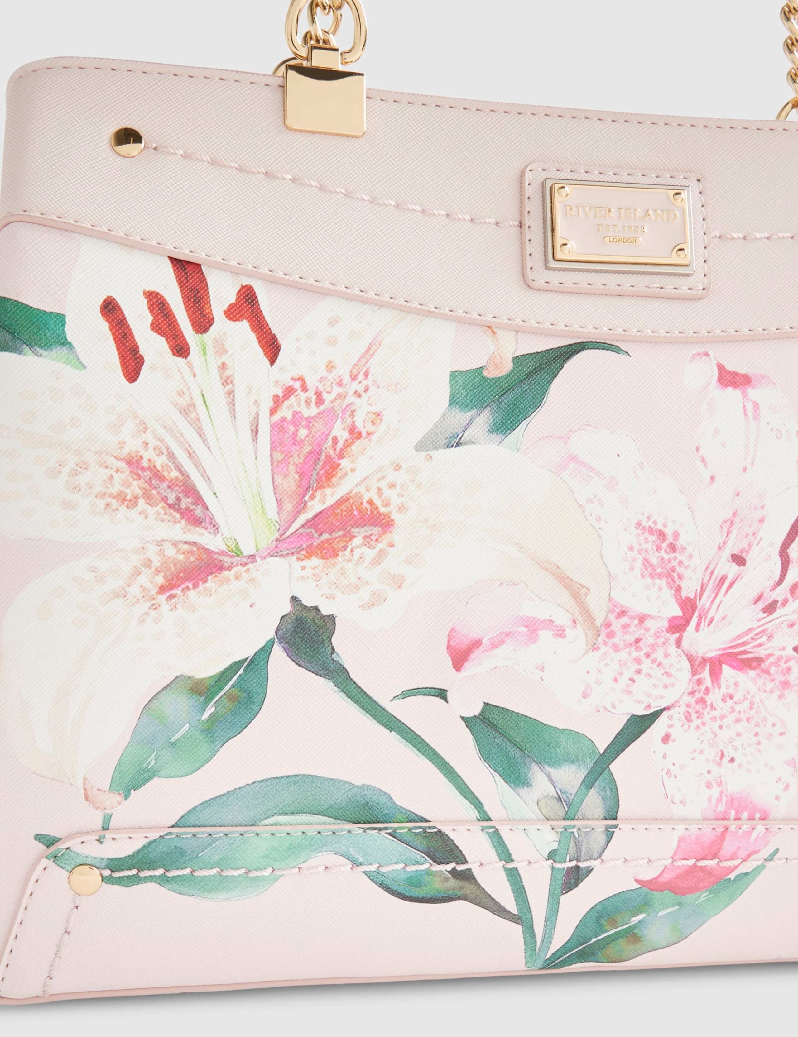 Faux Leather Floral Chain Handle Tote Bag 5 of 5