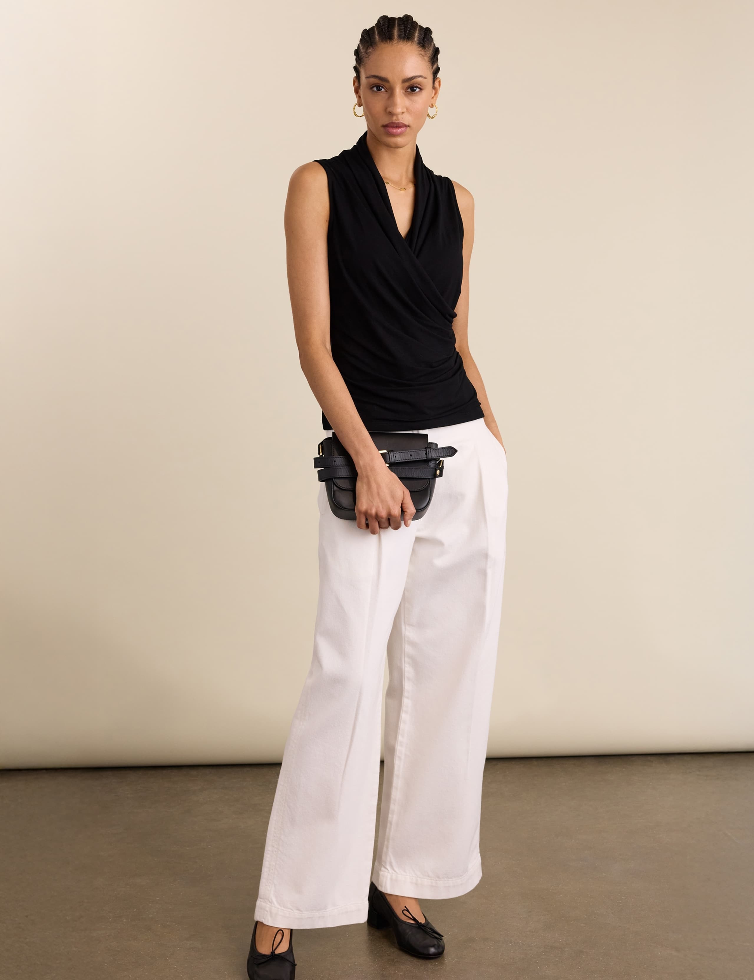 Jersey V-Neck Wrap Detail Vest 3 of 4