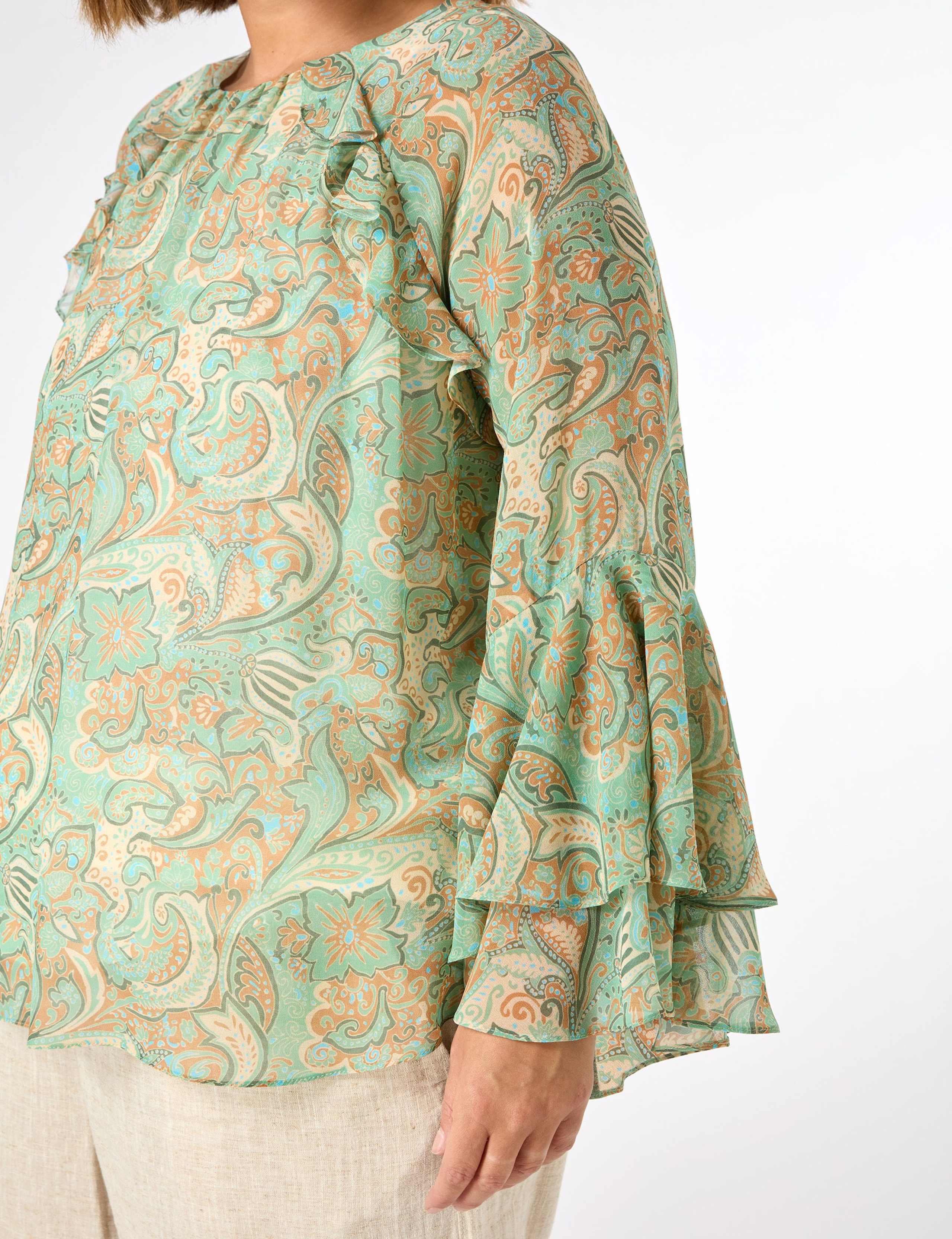 Paisley Round Neck Frill Detail Blouse 4 of 5