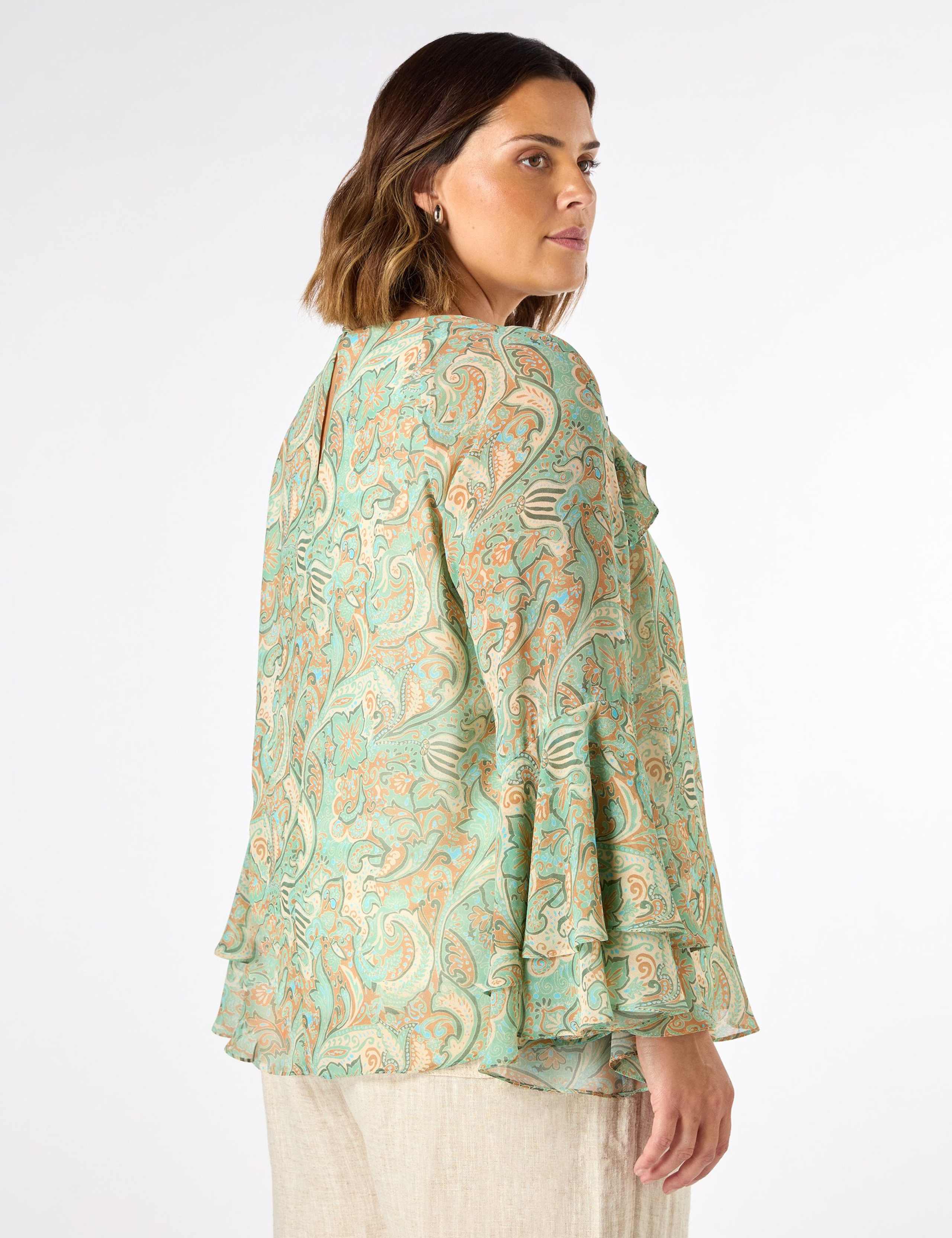 Paisley Round Neck Frill Detail Blouse 5 of 5