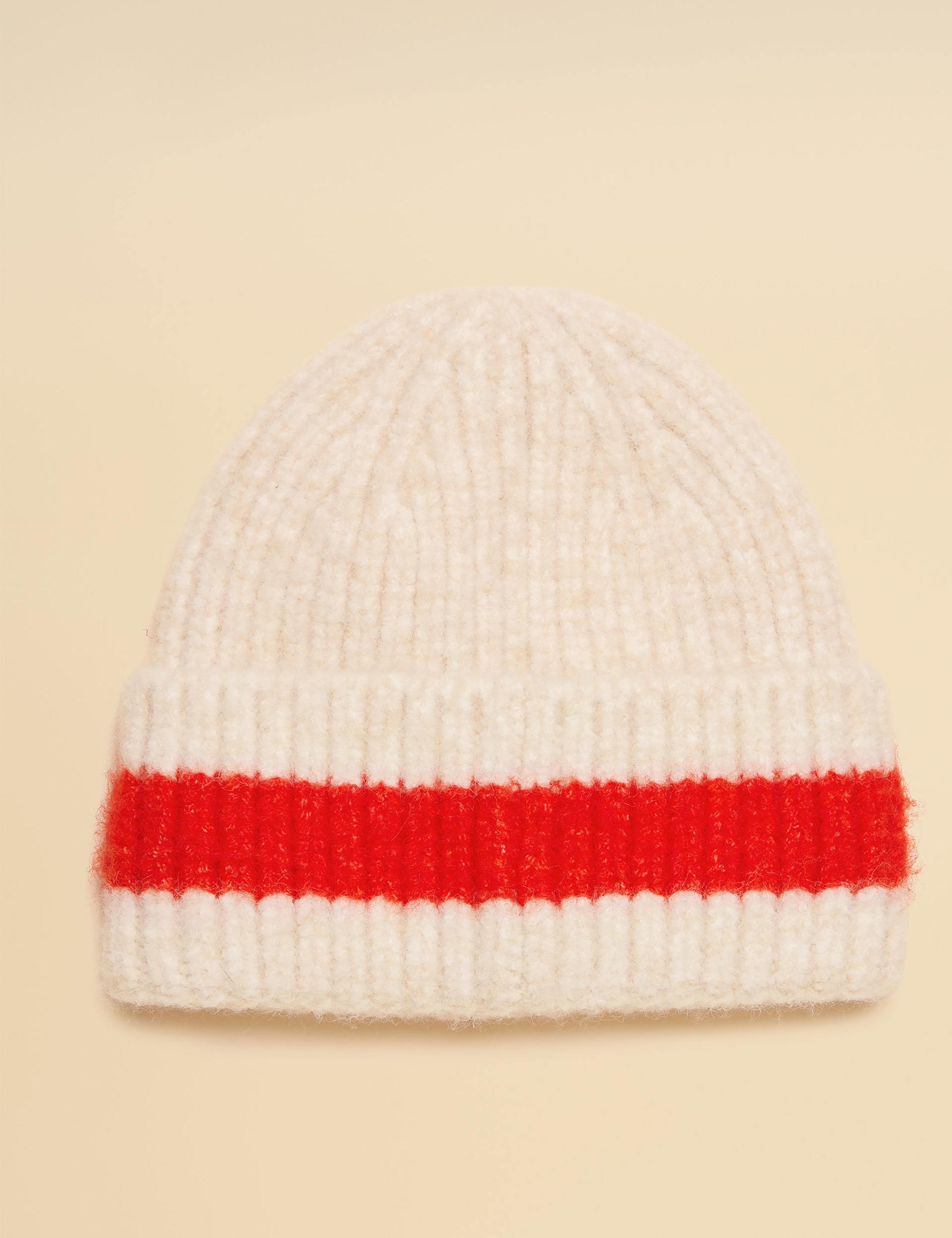 Knitted Stripe Turn Up Beanie Hat 2 of 6