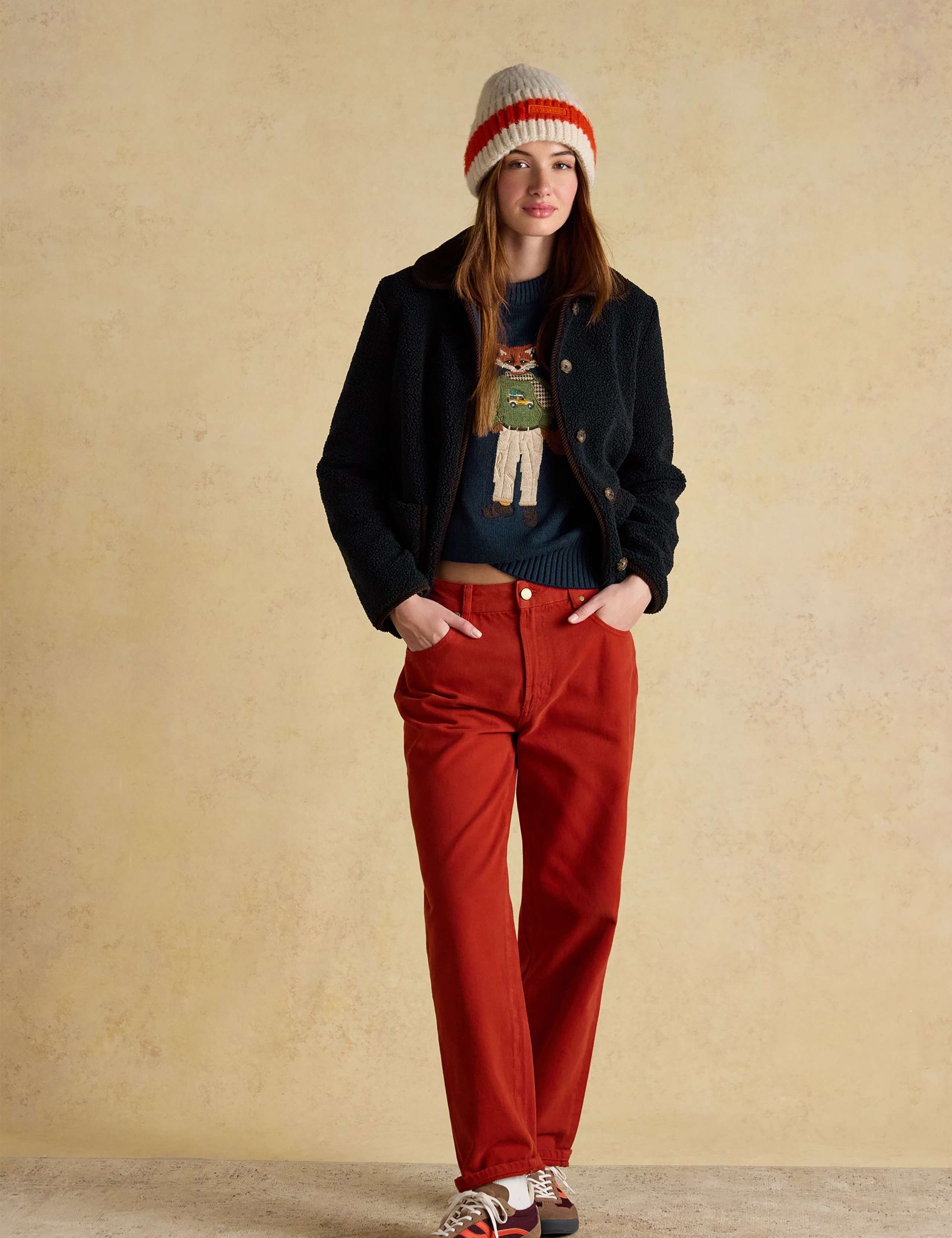 Knitted Stripe Turn Up Beanie Hat 4 of 6