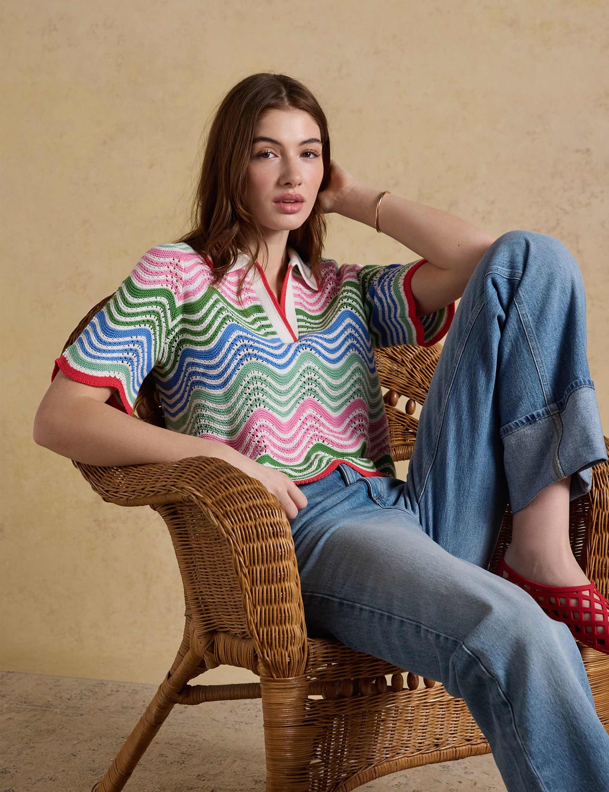 Pure Cotton Knitted Wave Stitch Top 1 of 9