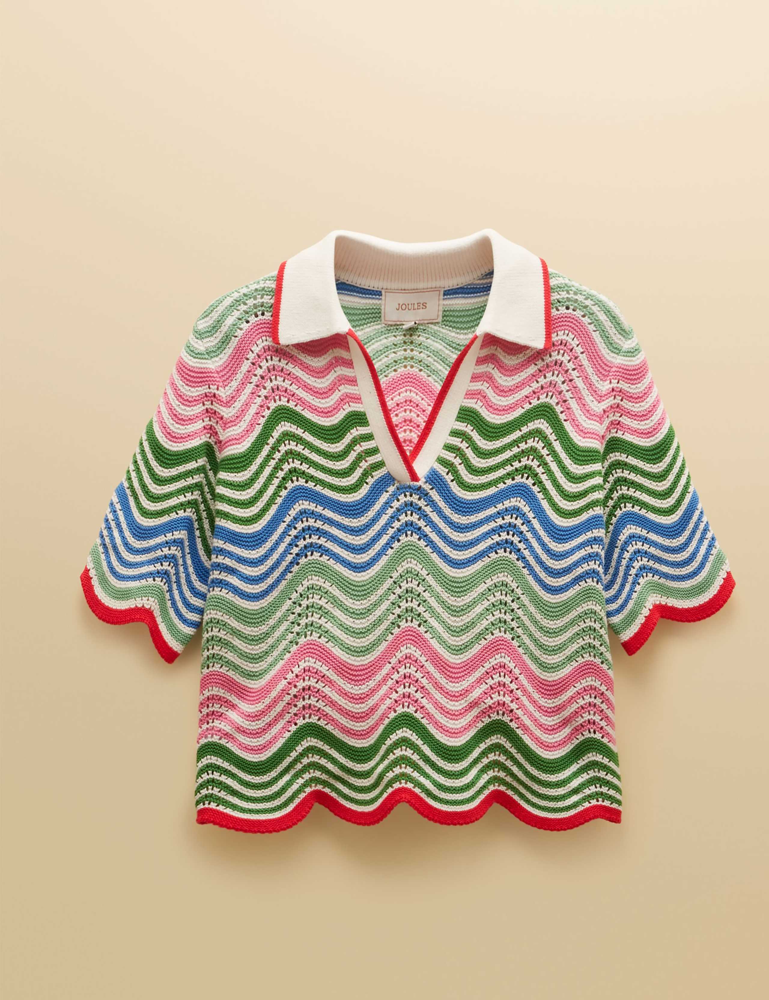 Pure Cotton Knitted Wave Stitch Top 2 of 9