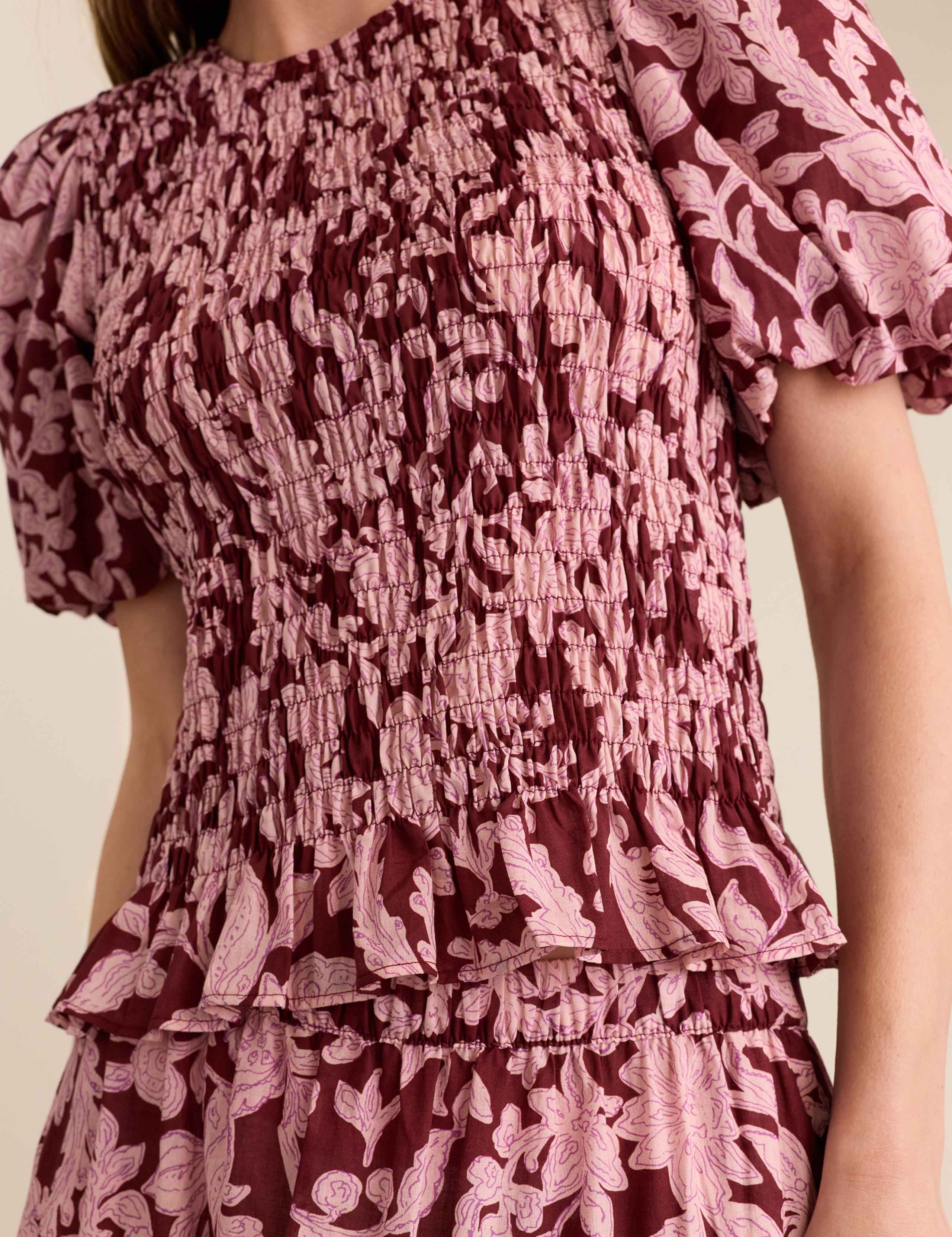 Pure Cotton Floral Shirred Top 5 of 5