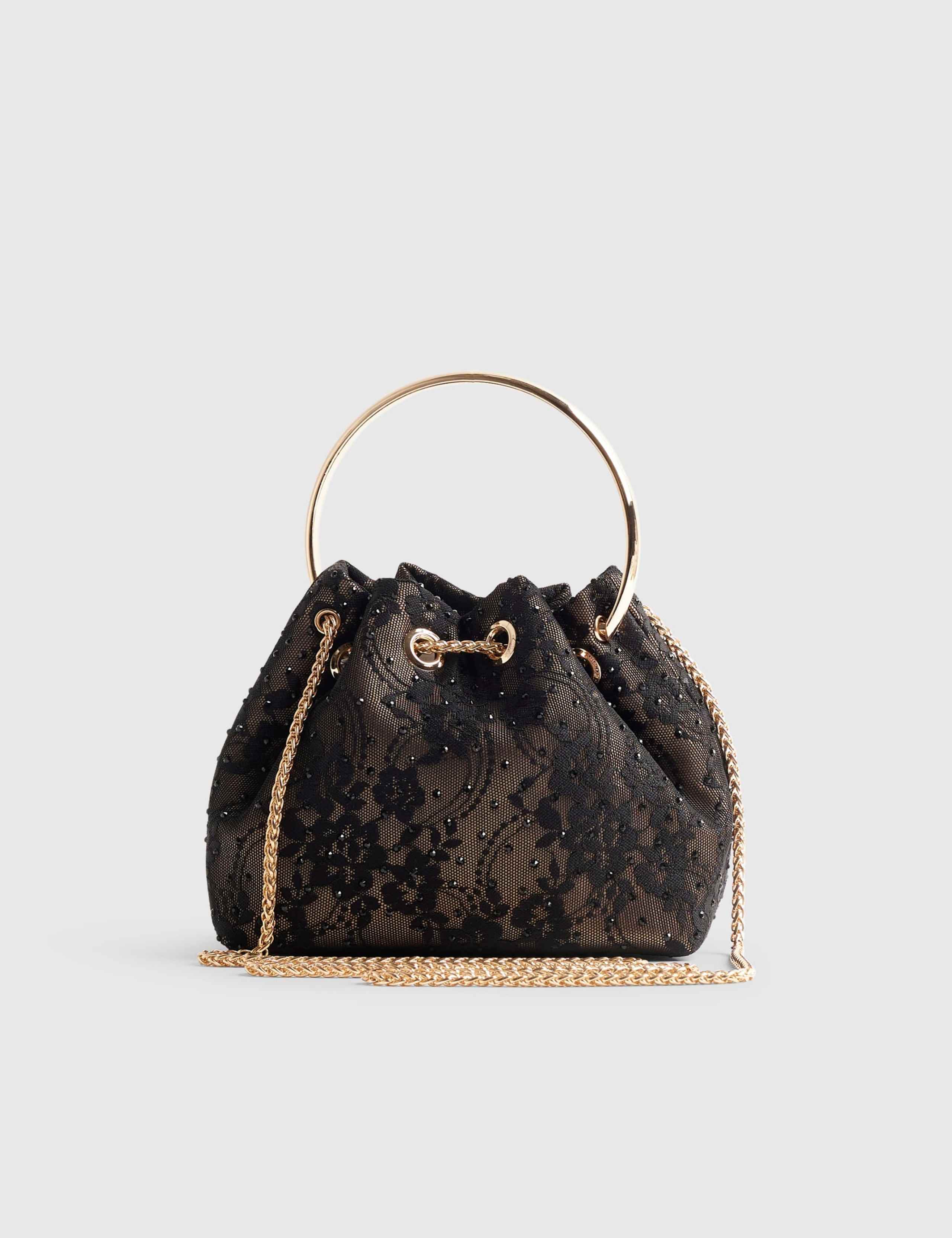 Lace Trim Bucket Clutch Bag 1 of 3