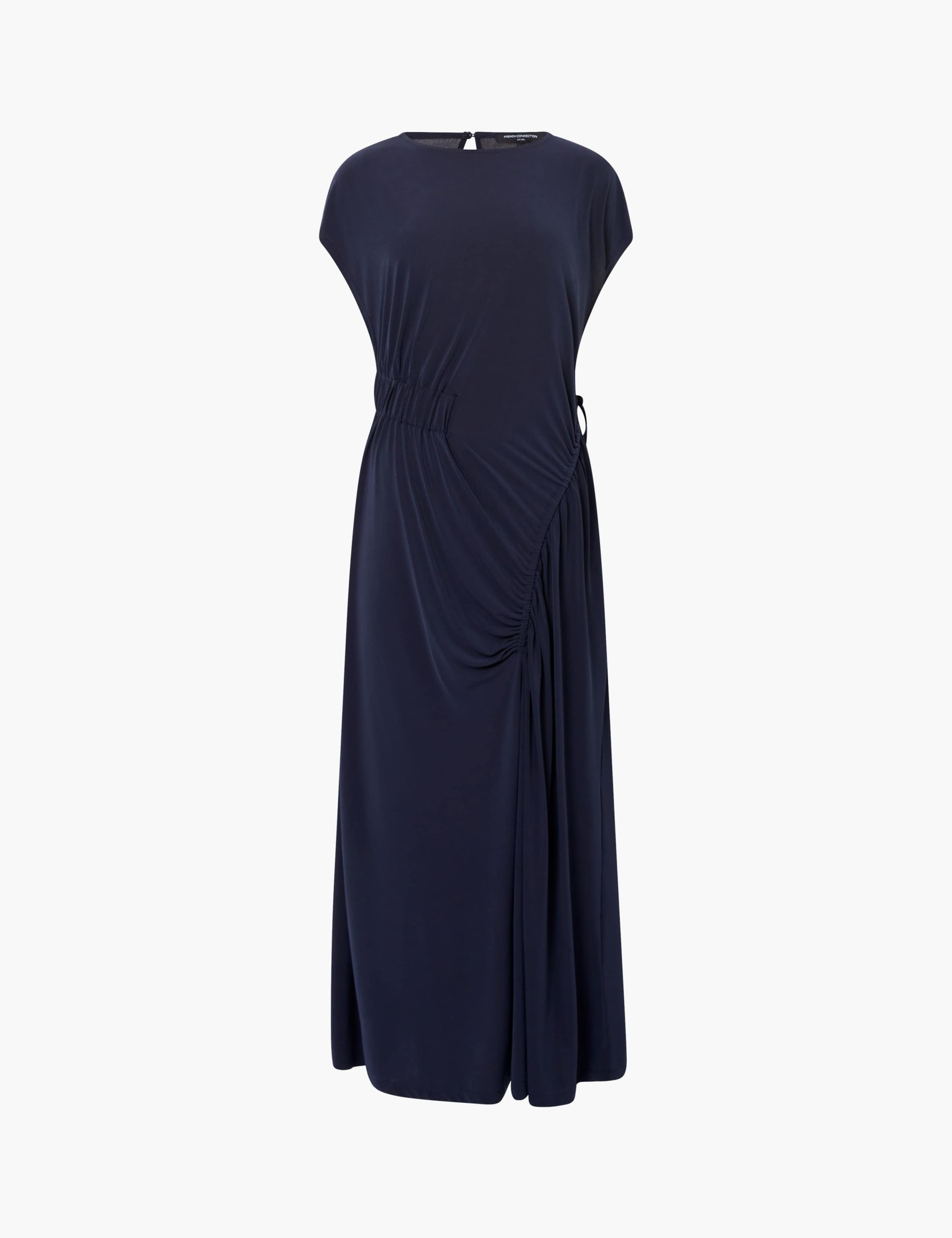 Jersey Crew Neck Draped Maxi Column Dress 2 of 3