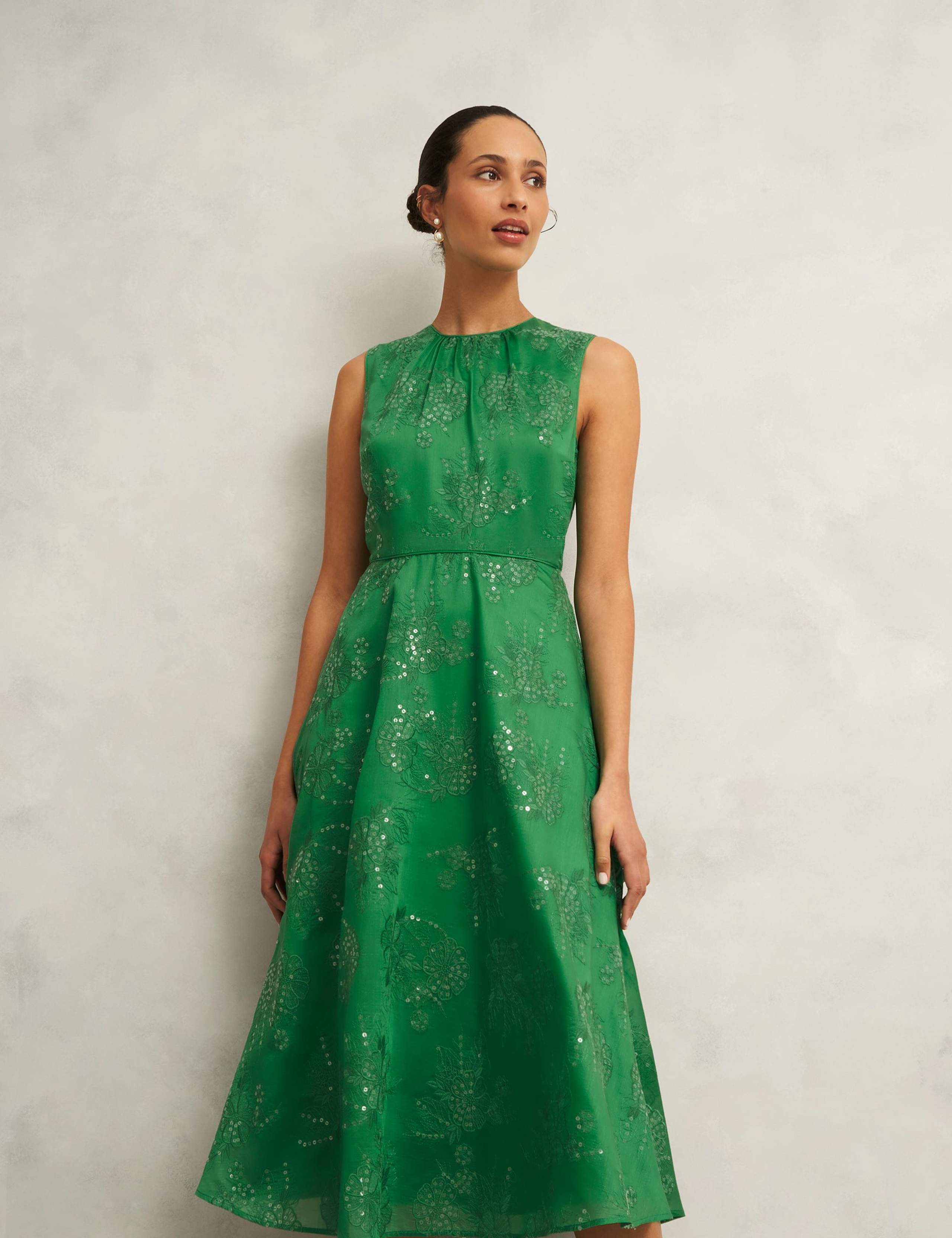 Floral Embroiderd Midi Skater Dress 3 of 7