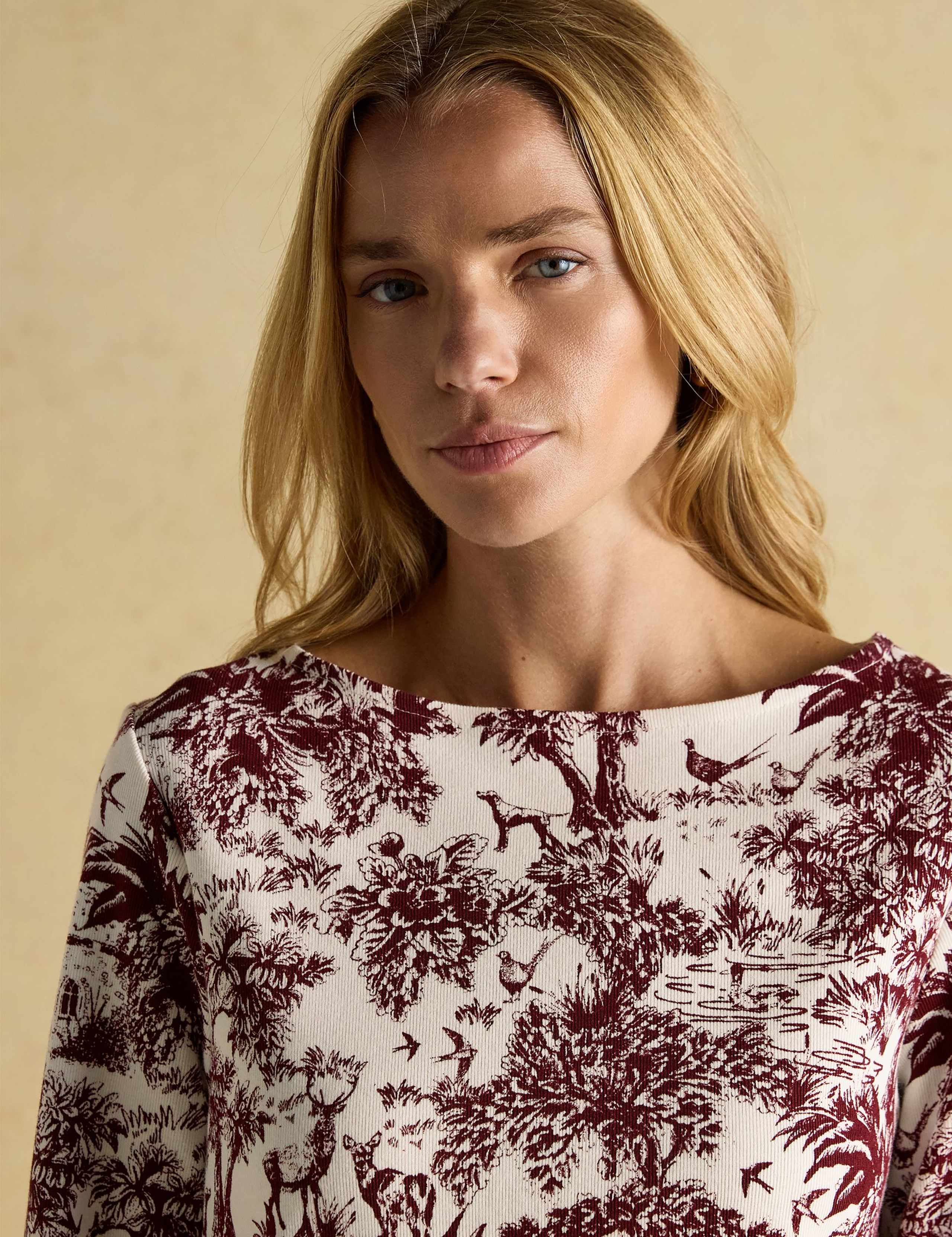 Pure Cotton Countryside Print Boat Neck Top 3 of 8