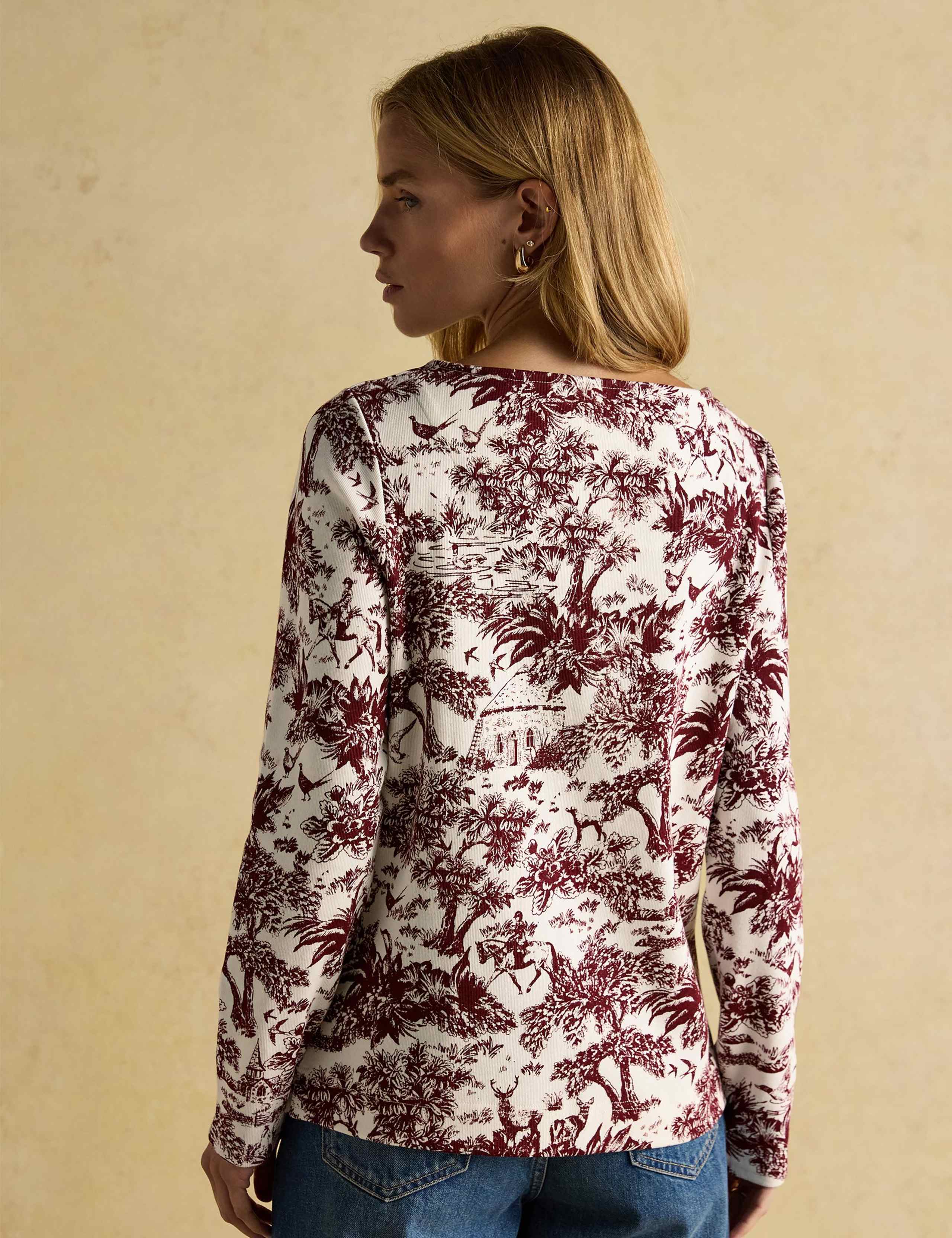 Pure Cotton Countryside Print Boat Neck Top 4 of 8