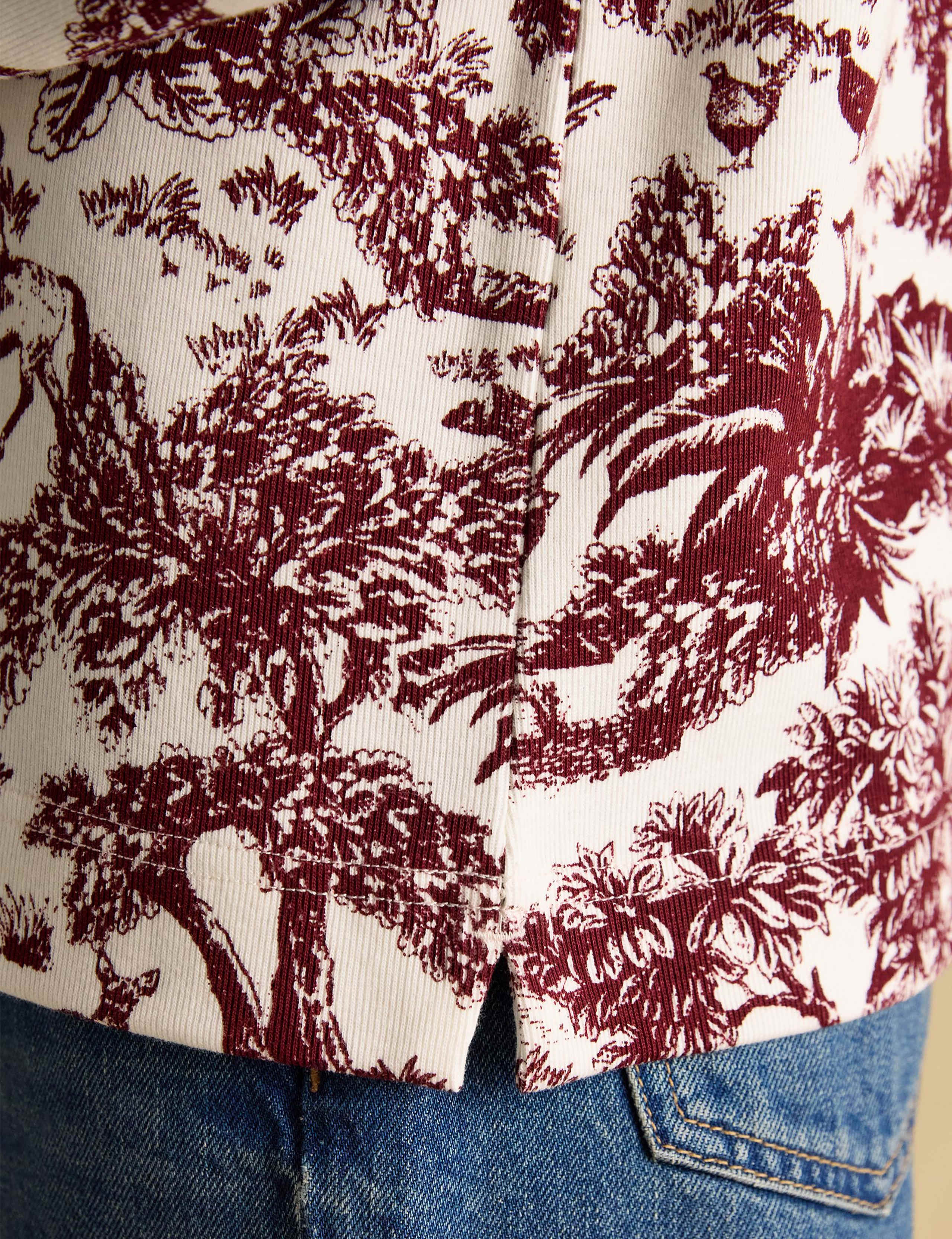 Pure Cotton Countryside Print Boat Neck Top 7 of 8
