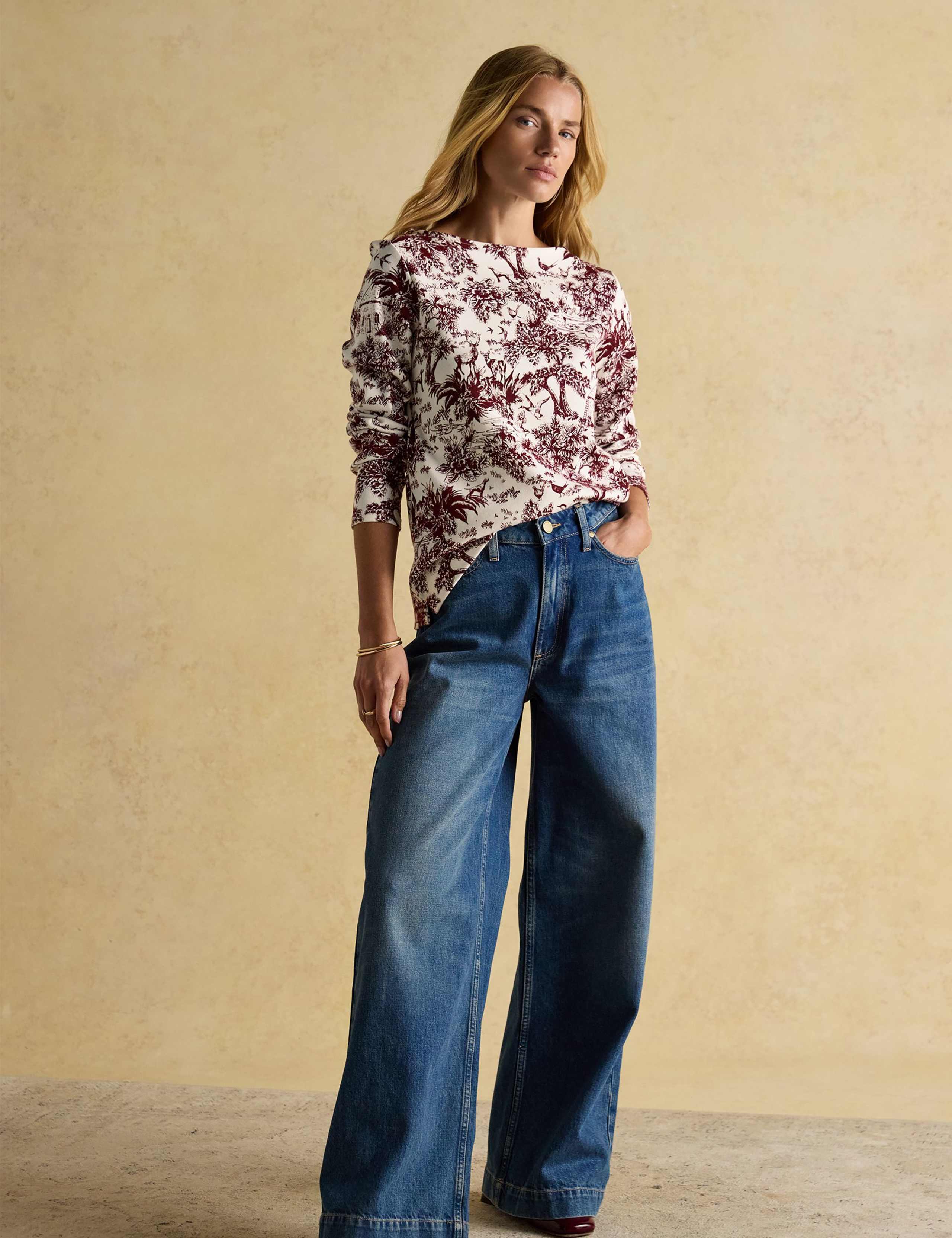 Pure Cotton Countryside Print Boat Neck Top 8 of 8