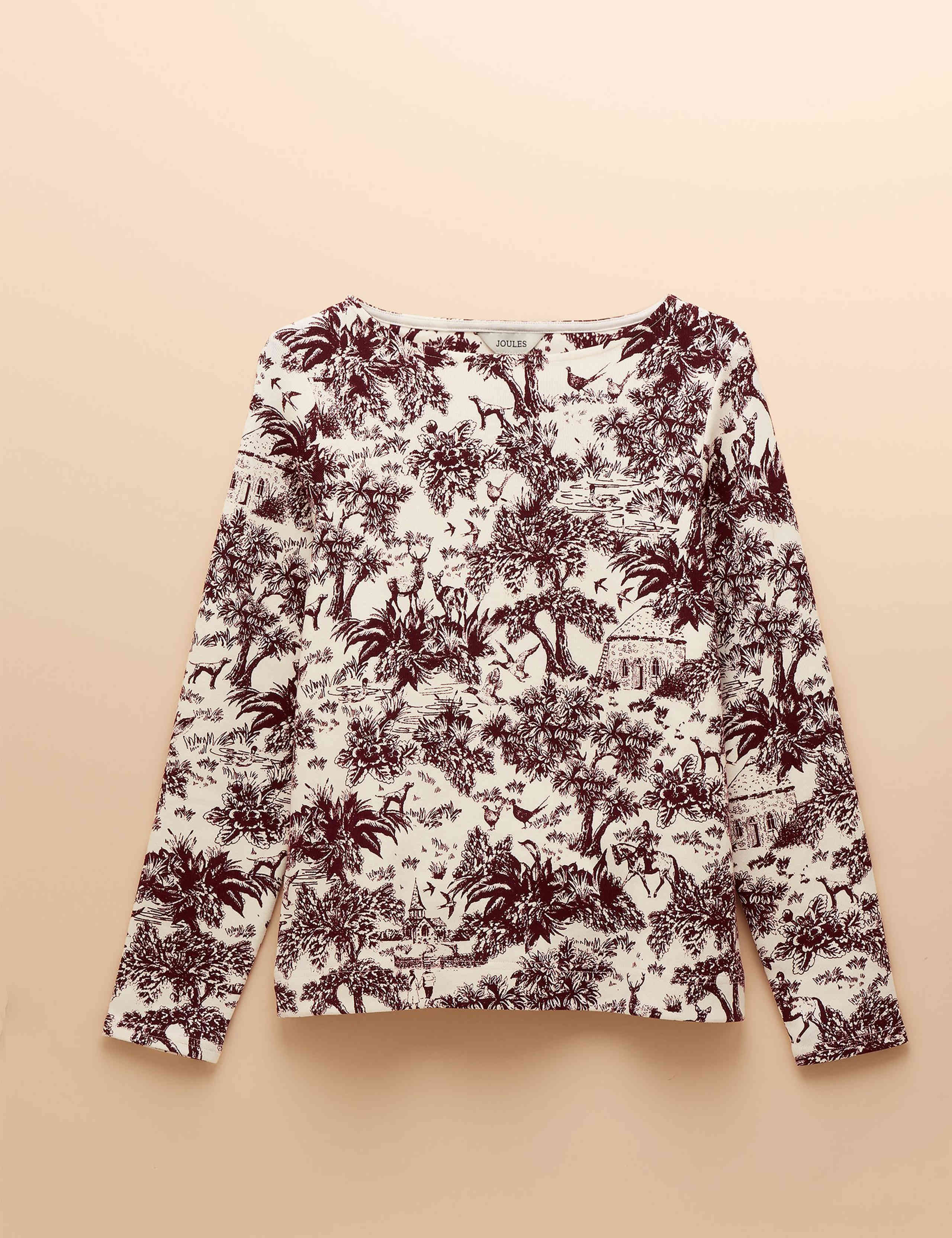 Pure Cotton Countryside Print Boat Neck Top 2 of 8