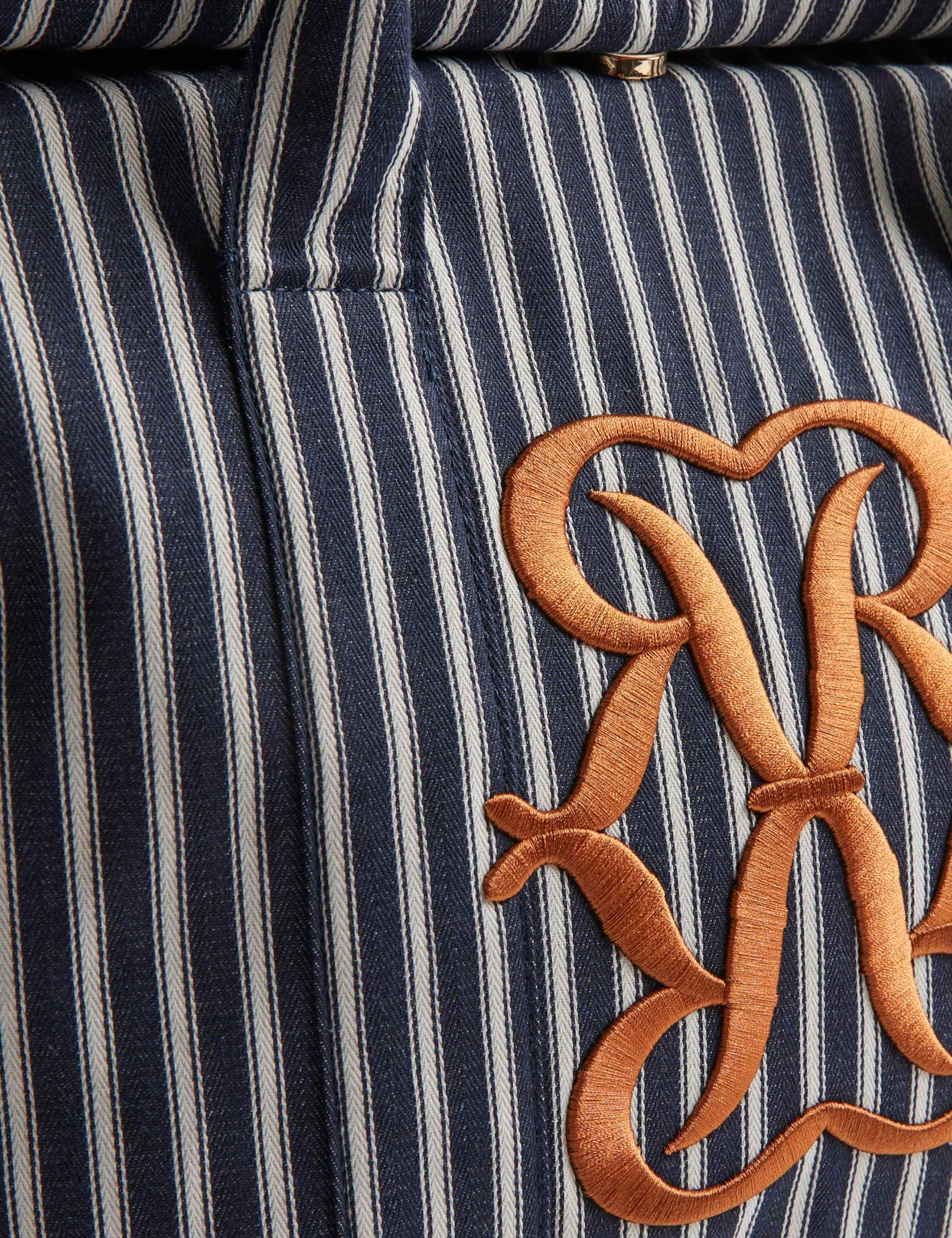 Striped Embroidered Roll Top Tote Bag 2 of 4