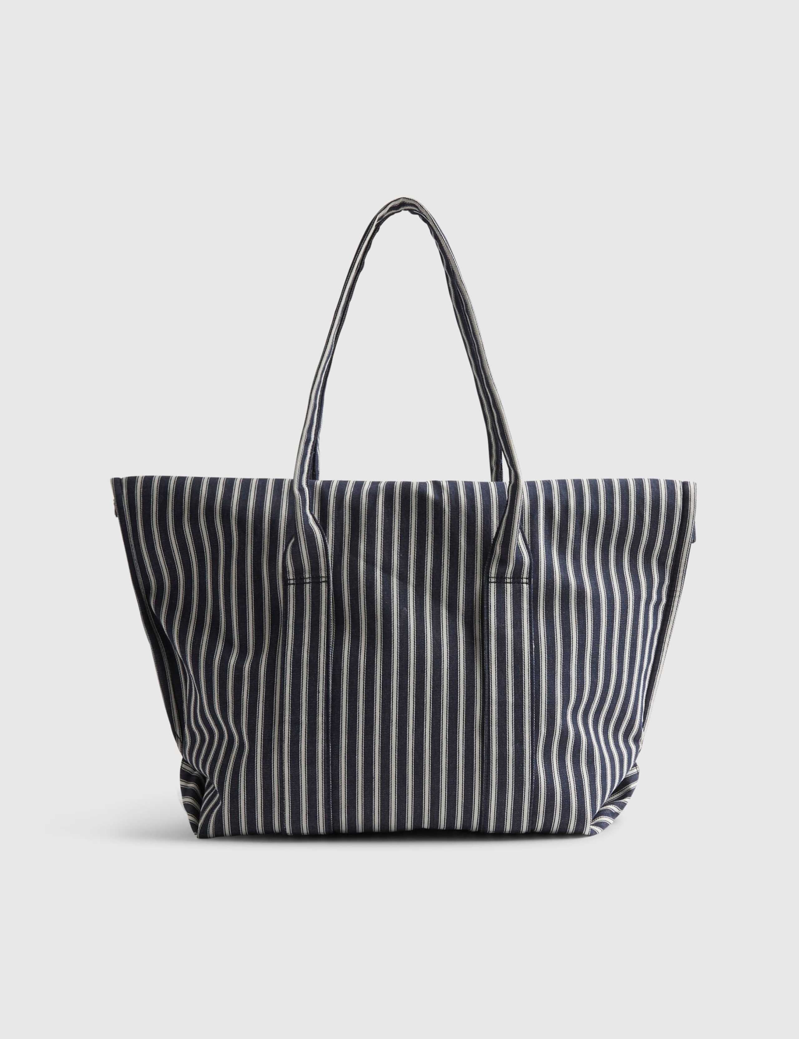 Striped Embroidered Roll Top Tote Bag 3 of 4